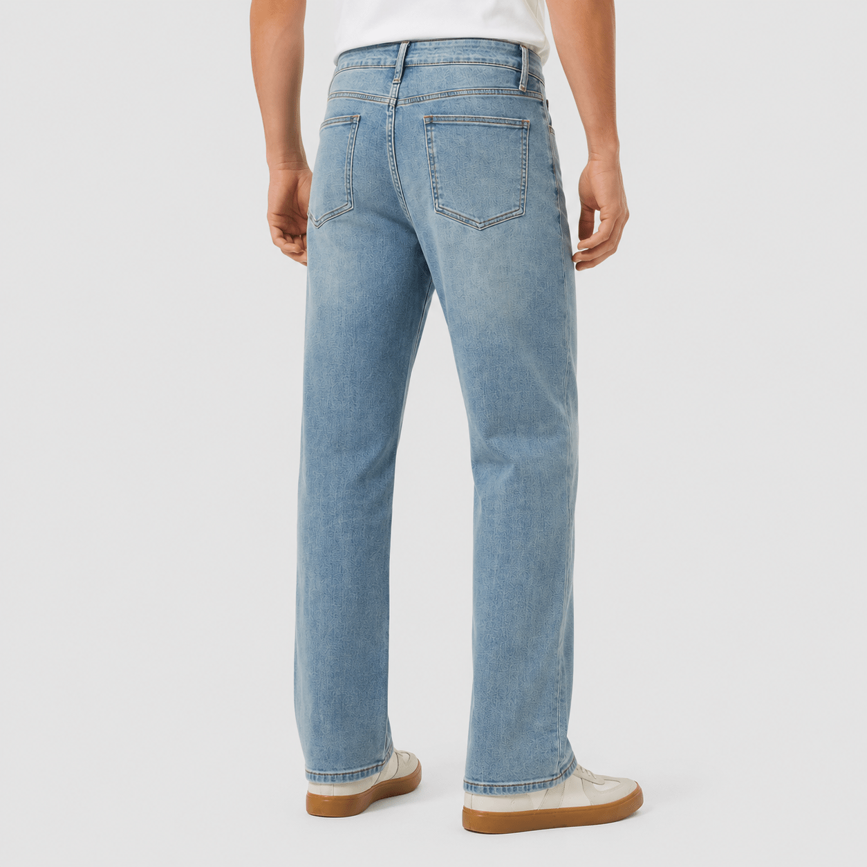Men's Stretch Flare Jeans - Light Wash Bootcut Denim Pants Light Blue by MAGCOMSEN