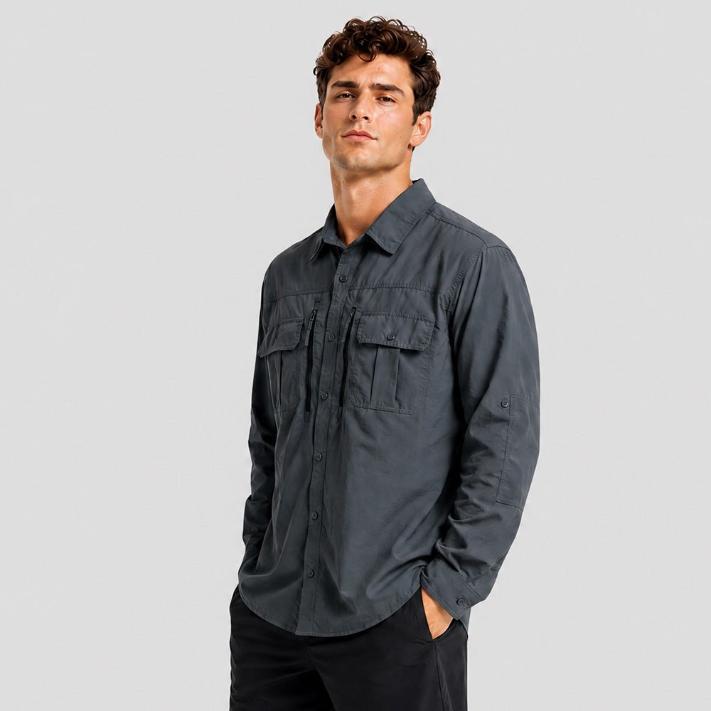 Men's Tactical Shirt, Quick-Dry & UV Protection for Hiking Dark-grey by MAGCOMSEN