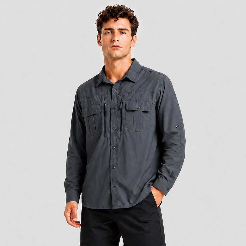 Men's Tactical Shirt, Quick-Dry & UV Protection for Hiking Dark-grey by MAGCOMSEN