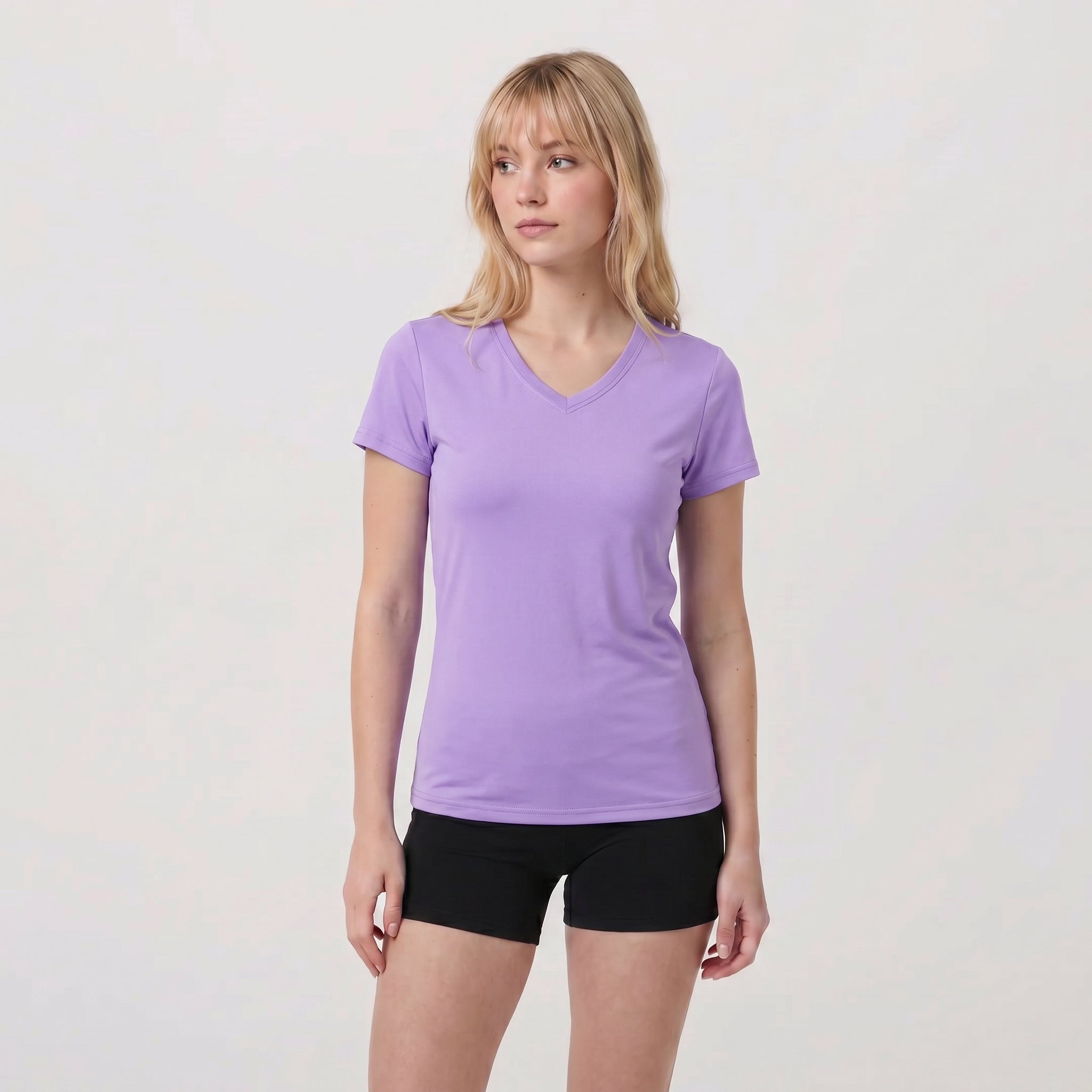 Purple MAGCOMSEN Women UPF 50 Plus V Neck Workout Top - Cooling Quick Dry Hiking Shirt in #Color_Purple
