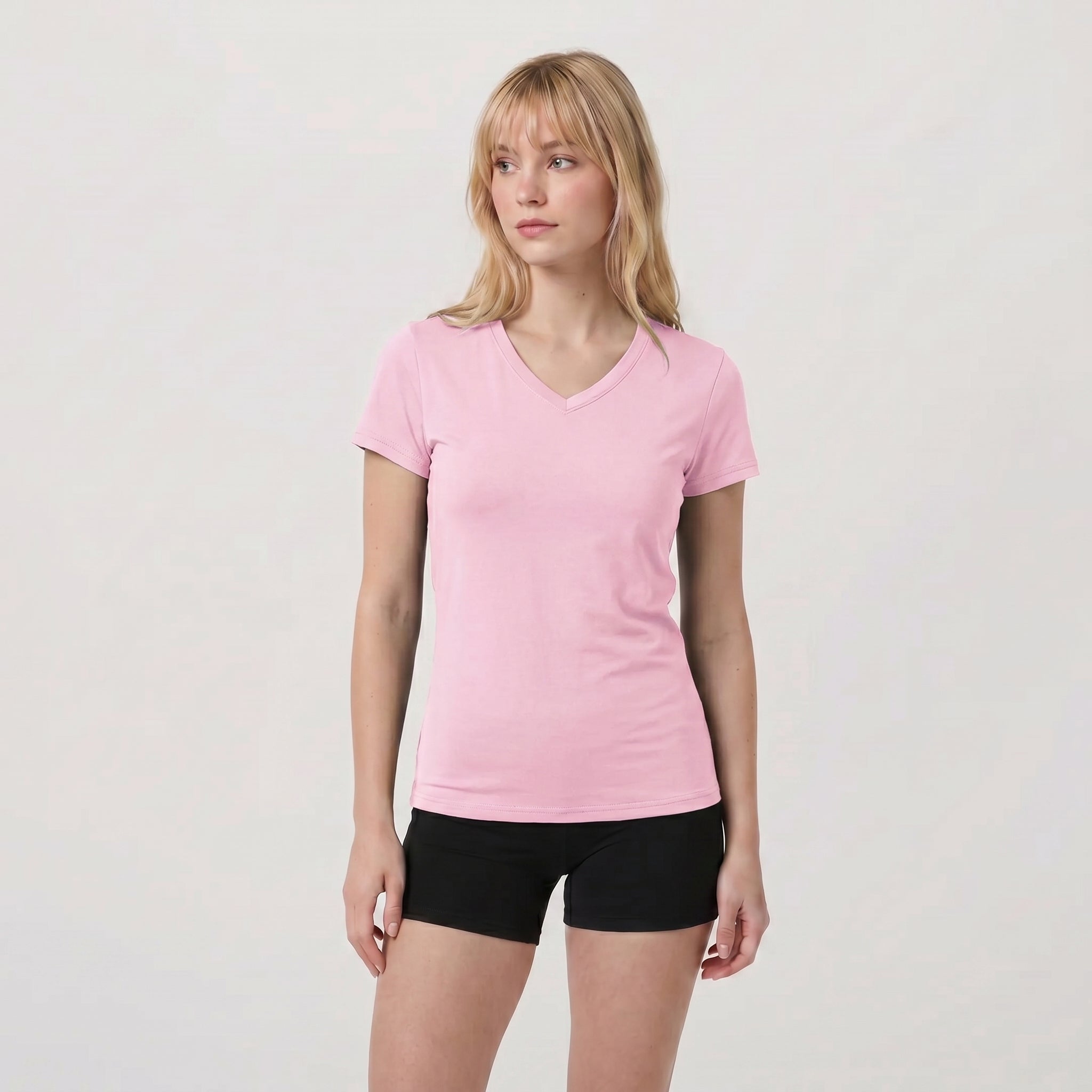 Light Pink MAGCOMSEN Women UPF 50 Plus V Neck Workout Top - Cooling Quick Dry Hiking Shirt in #Color_Light Pink