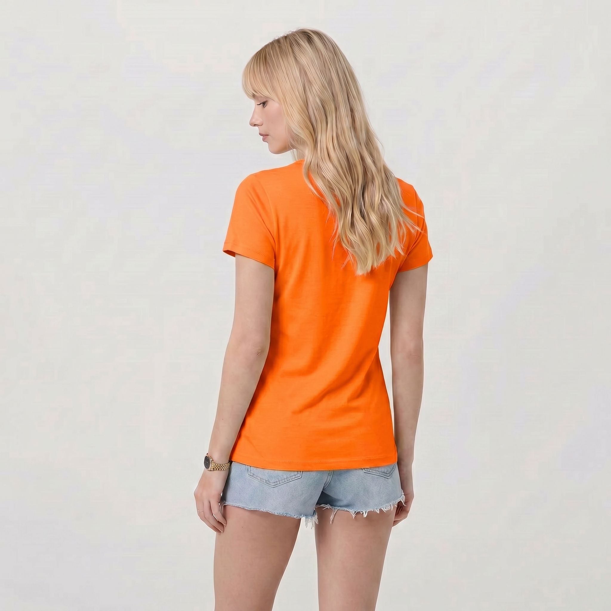 Bright Orange MAGCOMSEN Women UPF 50 Plus V Neck Workout Top - Cooling Quick Dry Hiking Shirt in #Color_Bright Orange