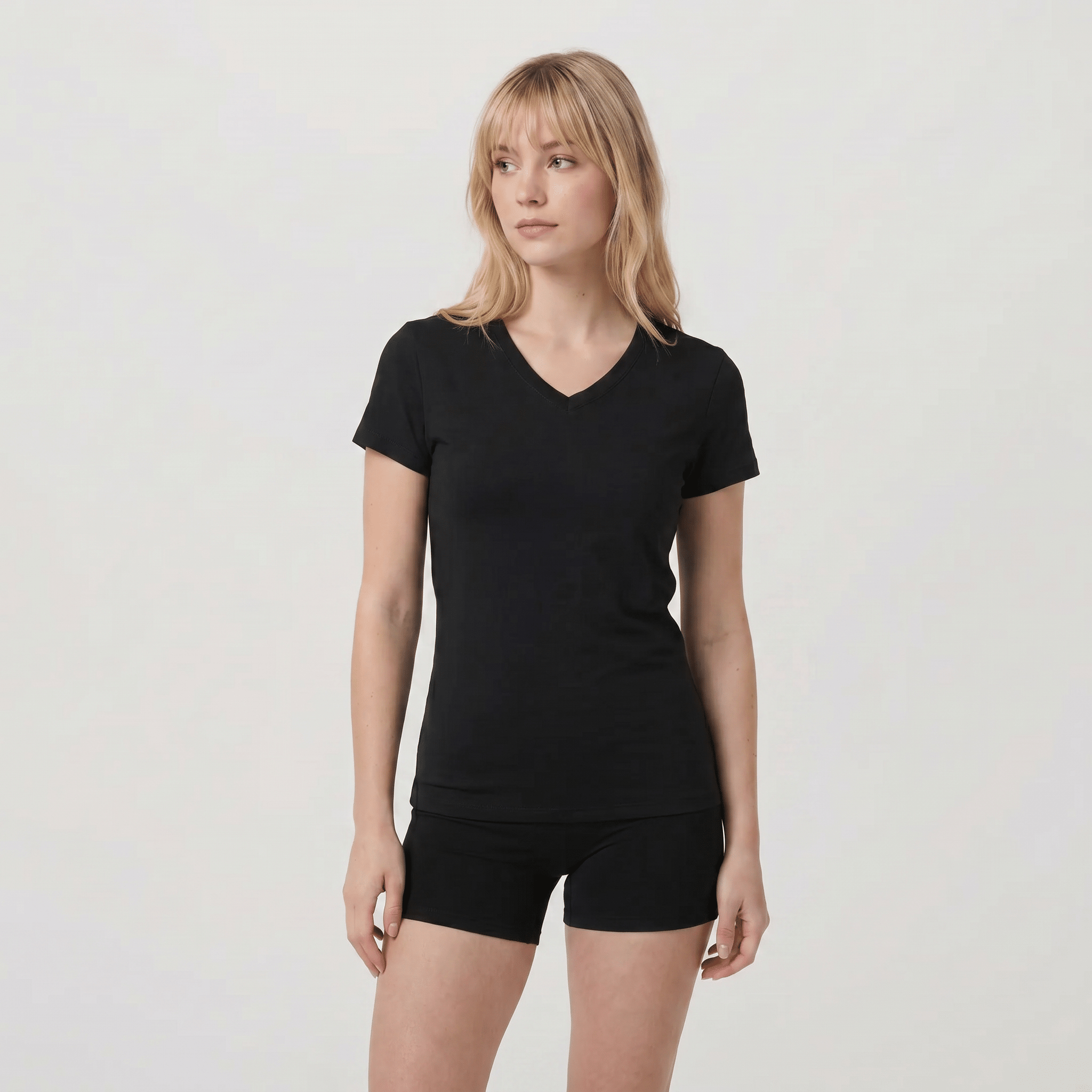 Black MAGCOMSEN Women UPF 50 Plus V Neck Workout Top - Cooling Quick Dry Hiking Shirt in #Color_Black