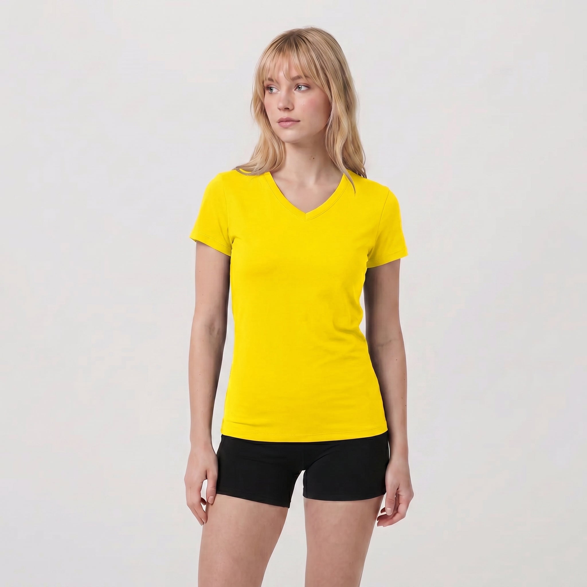 Yellow MAGCOMSEN Women UPF 50 Plus V Neck Workout Top - Cooling Quick Dry Hiking Shirt in #Color_Yellow
