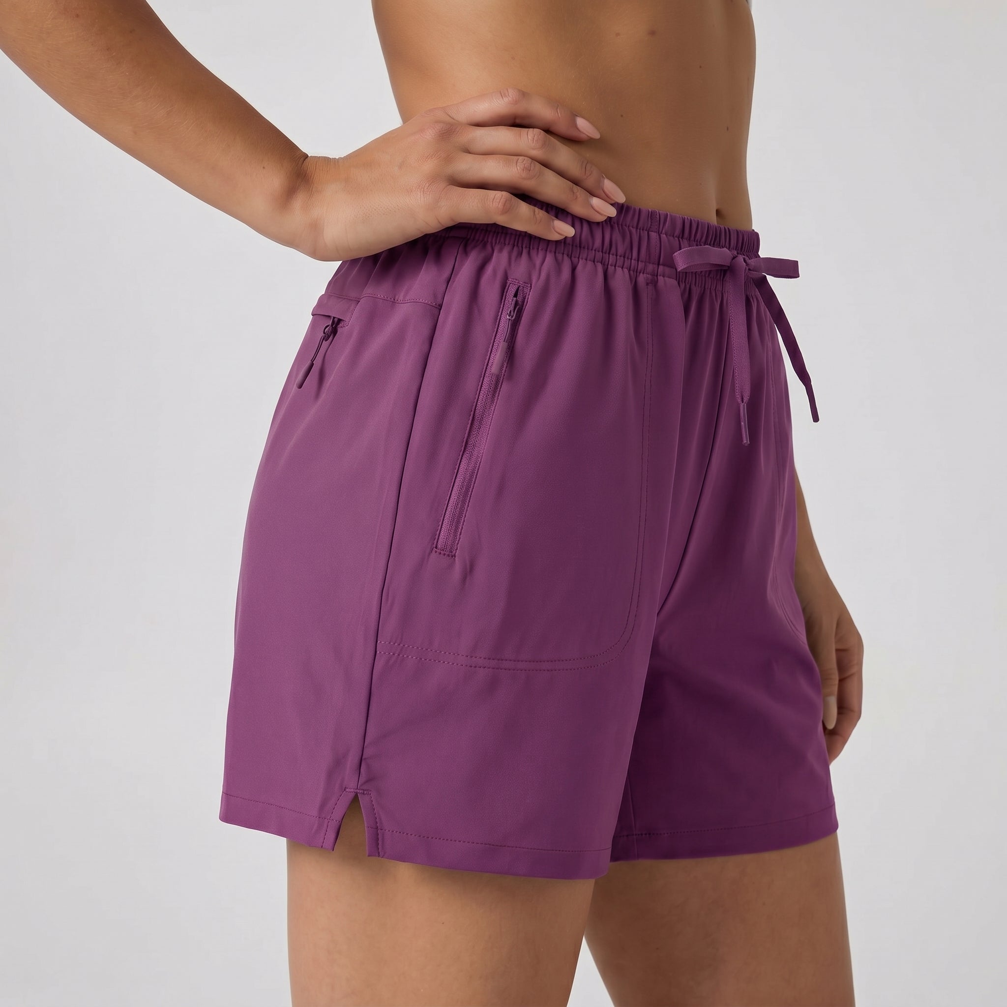 Purple MAGCOMSEN Women's 5 Inch Water Resistant Hiking Shorts UPF 50 Plus Quick Dry Golf Shorts with Zipper Pockets in #Color_Purple