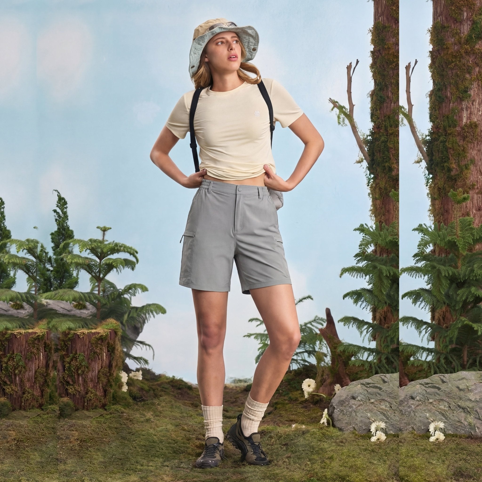 Women's 7 Inseam Quick Dry Hiking Cargo Shorts Light Grey by MAGCOMSEN #Color_Light Grey