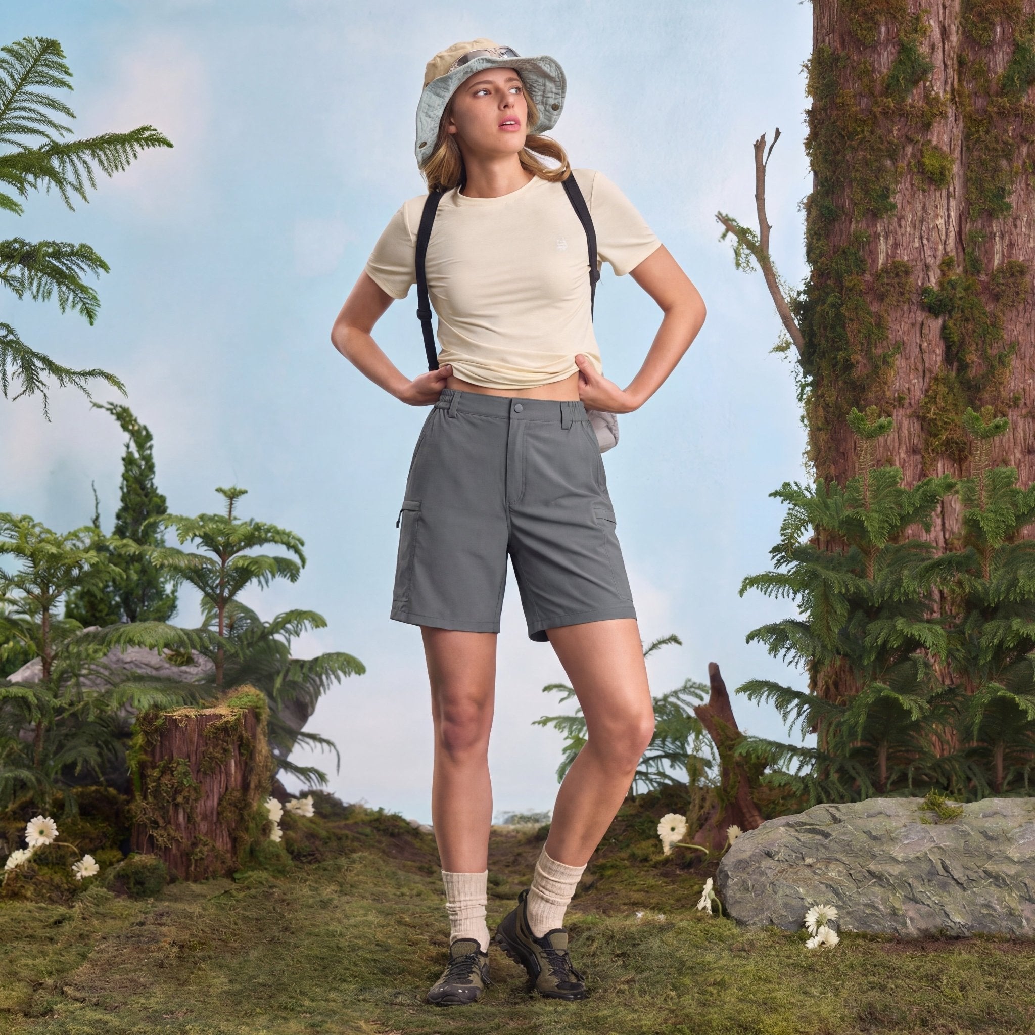 Women's 7 Inseam Quick Dry Hiking Cargo Shorts Dark Grey by MAGCOMSEN #Color_Dark Grey