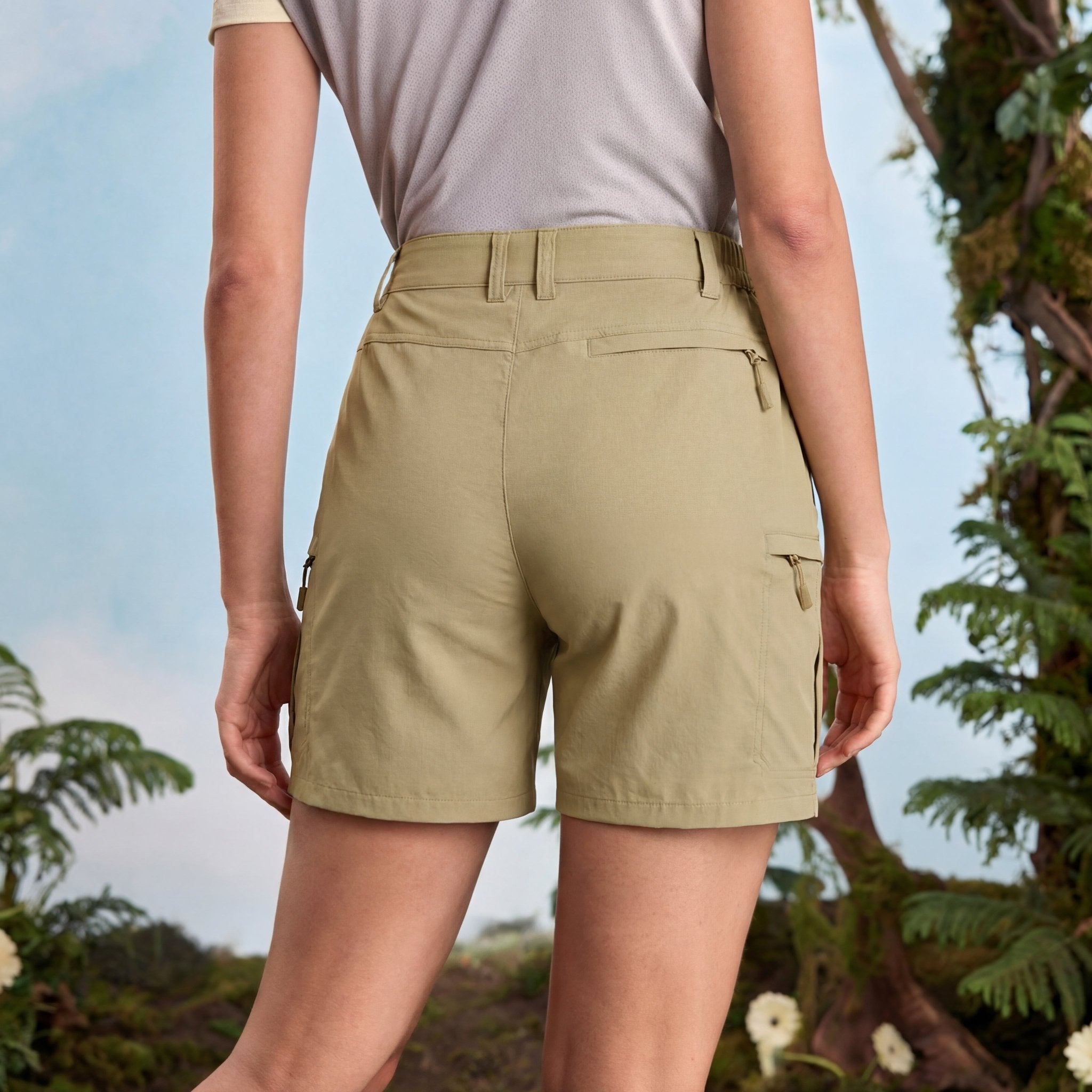 Women's 7 Inseam Quick Dry Hiking Cargo Shorts Light Khaki by MAGCOMSEN #Color_Light Khaki