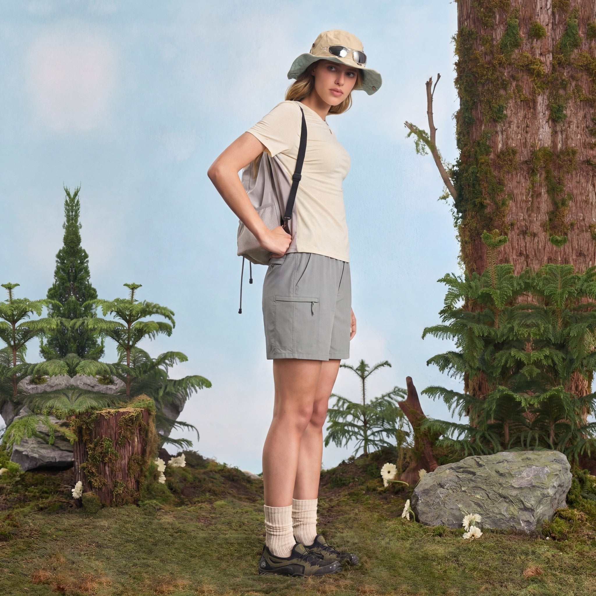 Women's 7 Inseam Quick Dry Hiking Cargo Shorts Light Grey by MAGCOMSEN #Color_Light Grey