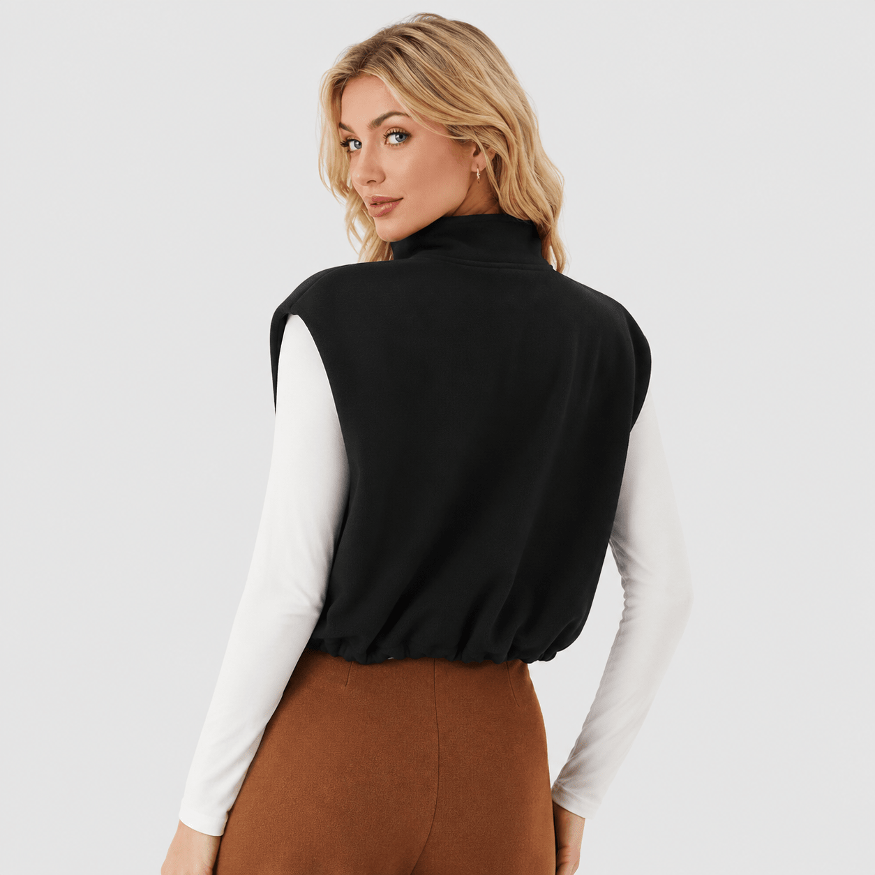 Black MAGCOMSEN Women's Cozy Fleece Vest - Sleeveless Layering Jacket in #Color_Black