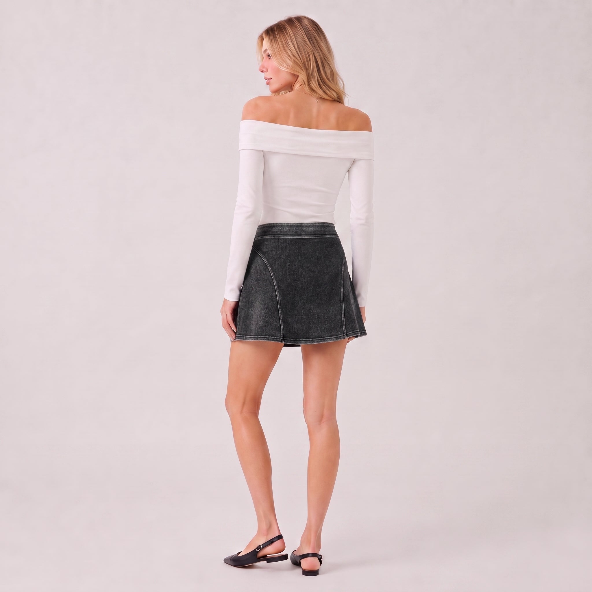 Women's Denim Skirt - Casual Everyday Jean Skirt Dark Grey by MAGCOMSEN