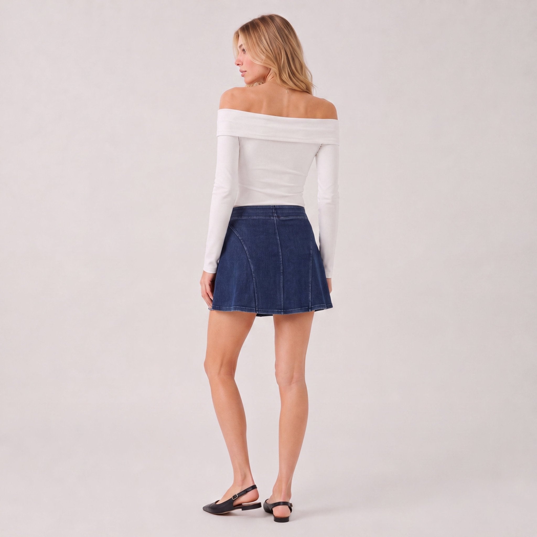 Women's Denim Skirt - Casual Everyday Jean Skirt Dark Blue by MAGCOMSEN