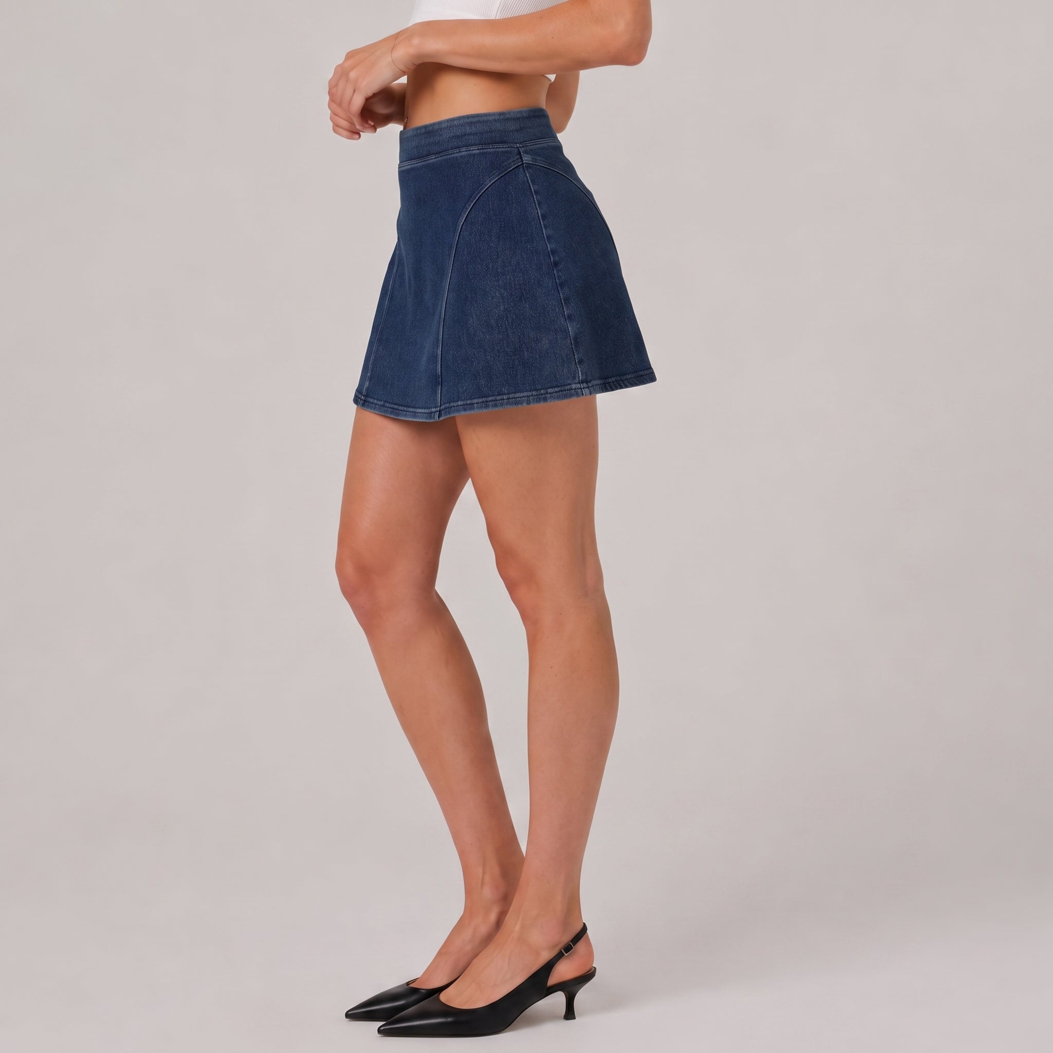 Women's Denim Skirt - Casual Everyday Jean Skirt Dark Blue by MAGCOMSEN