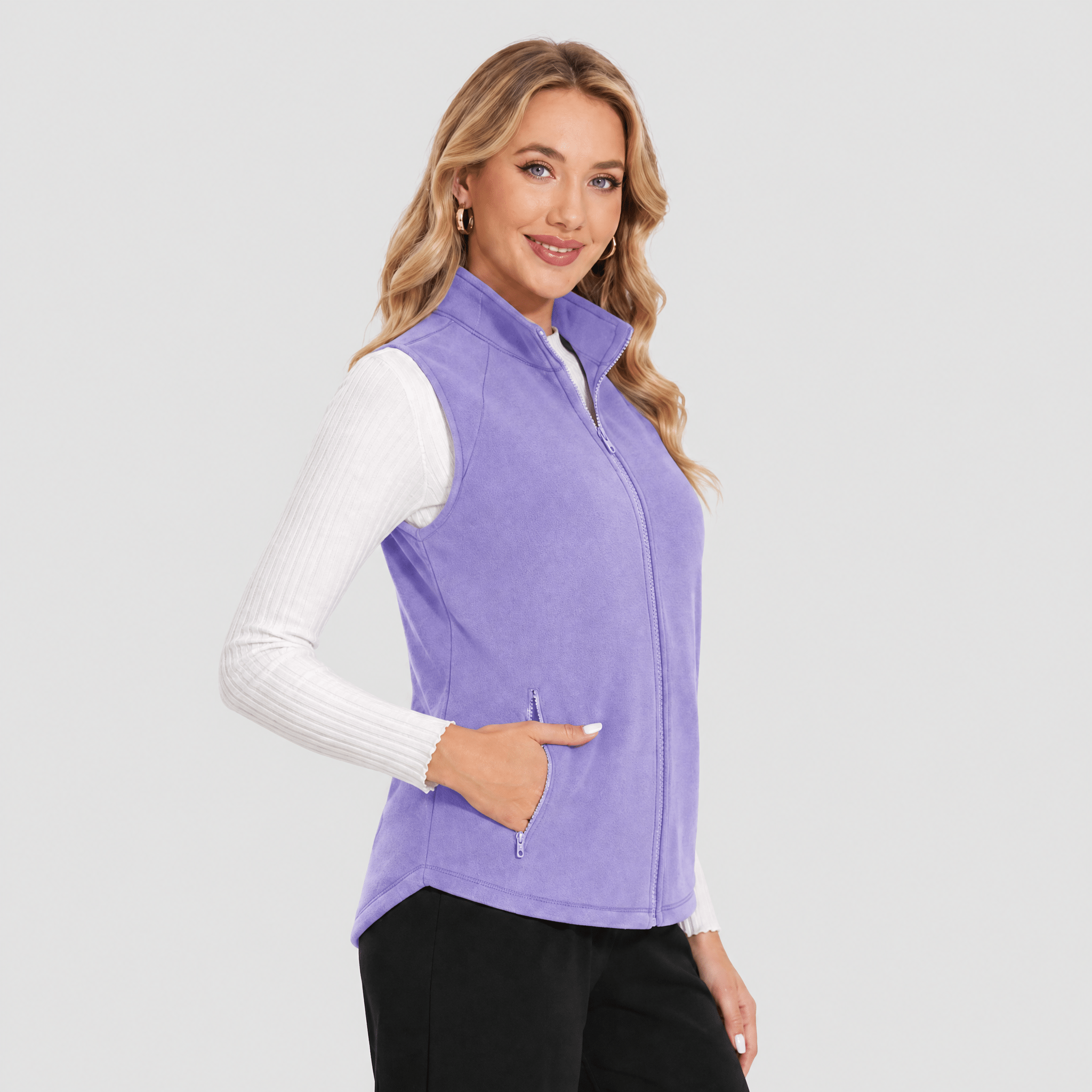 Dark Gray MAGCOMSEN Women's Fleece Vest Sleeveless Lightweight Warmth Jackets in #Color_Dark Gray