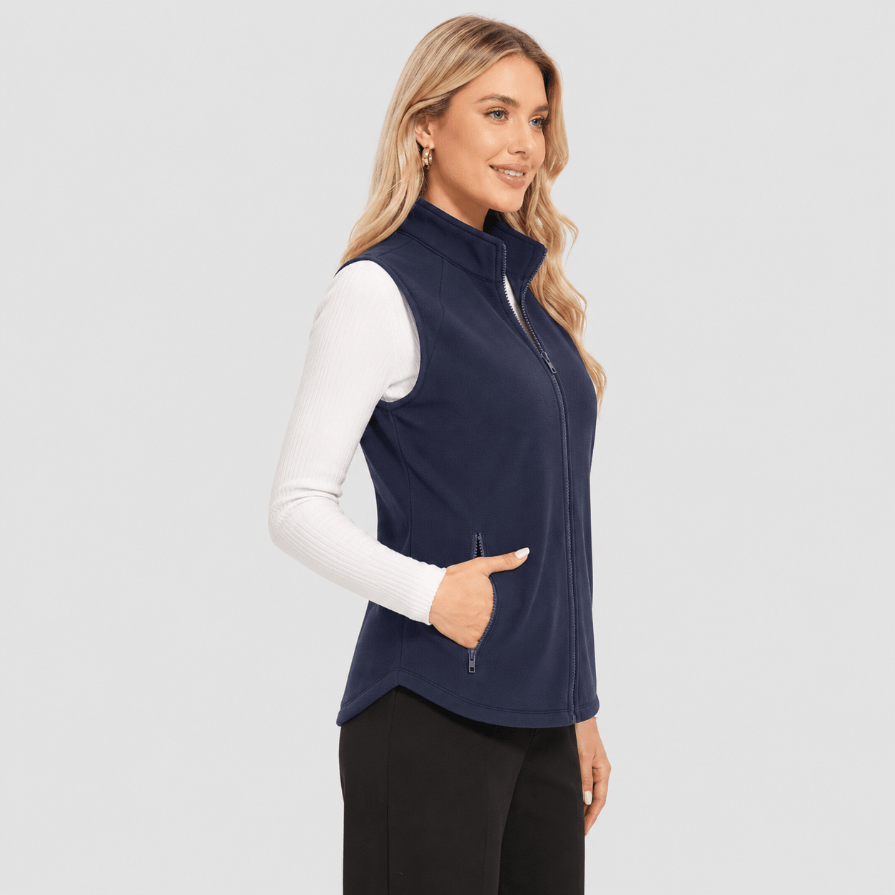 Black MAGCOMSEN Women's Fleece Vest Sleeveless Lightweight Warmth Jackets in #Color_Black