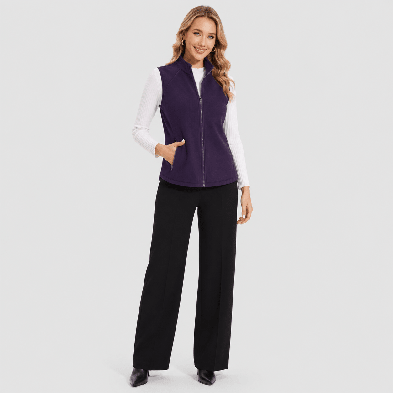 Deep Purple MAGCOMSEN Women's Fleece Vest Sleeveless Lightweight Warmth Jackets in #Color_Deep Purple