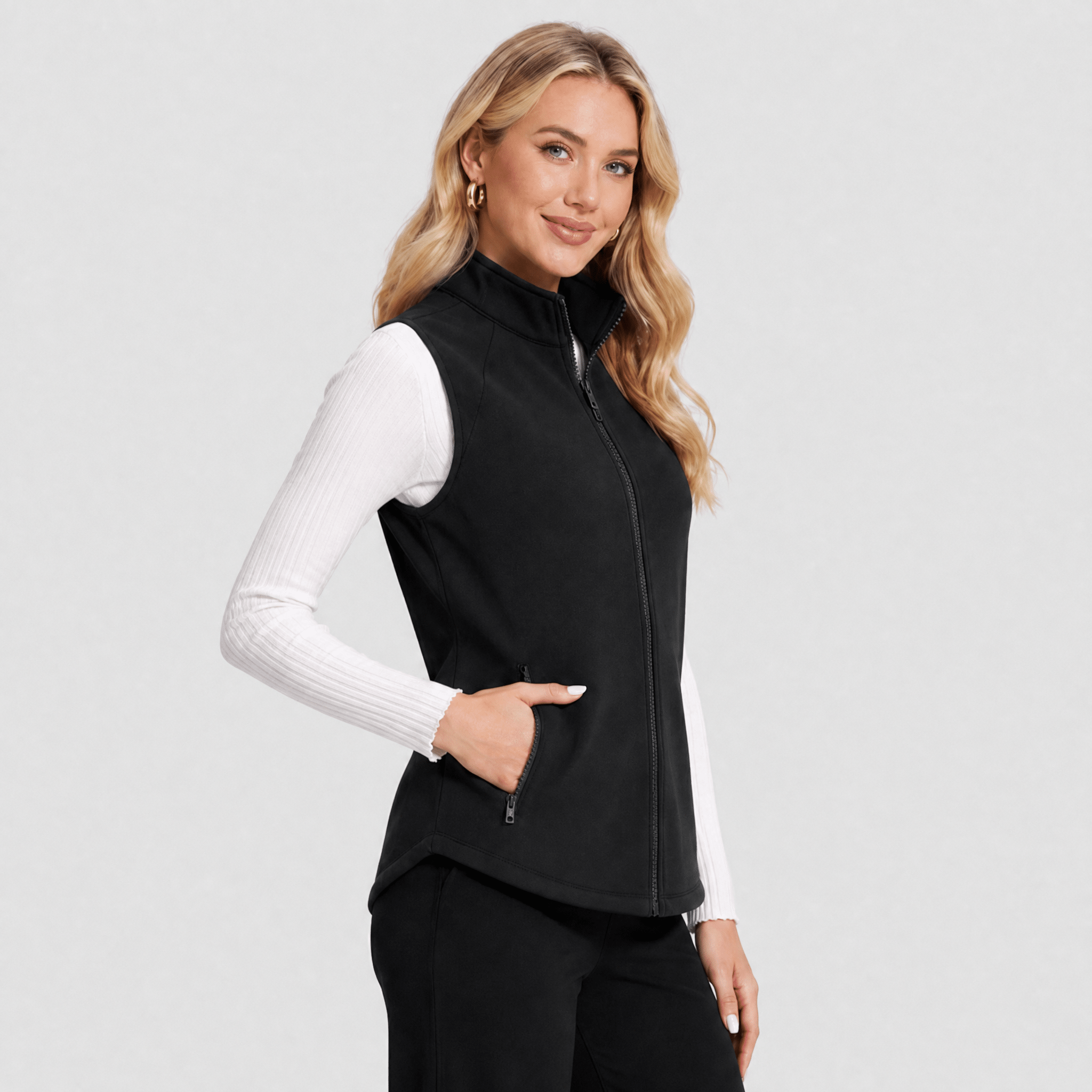 Black MAGCOMSEN Women's Fleece Vest Sleeveless Lightweight Warmth Jackets in #Color_Black
