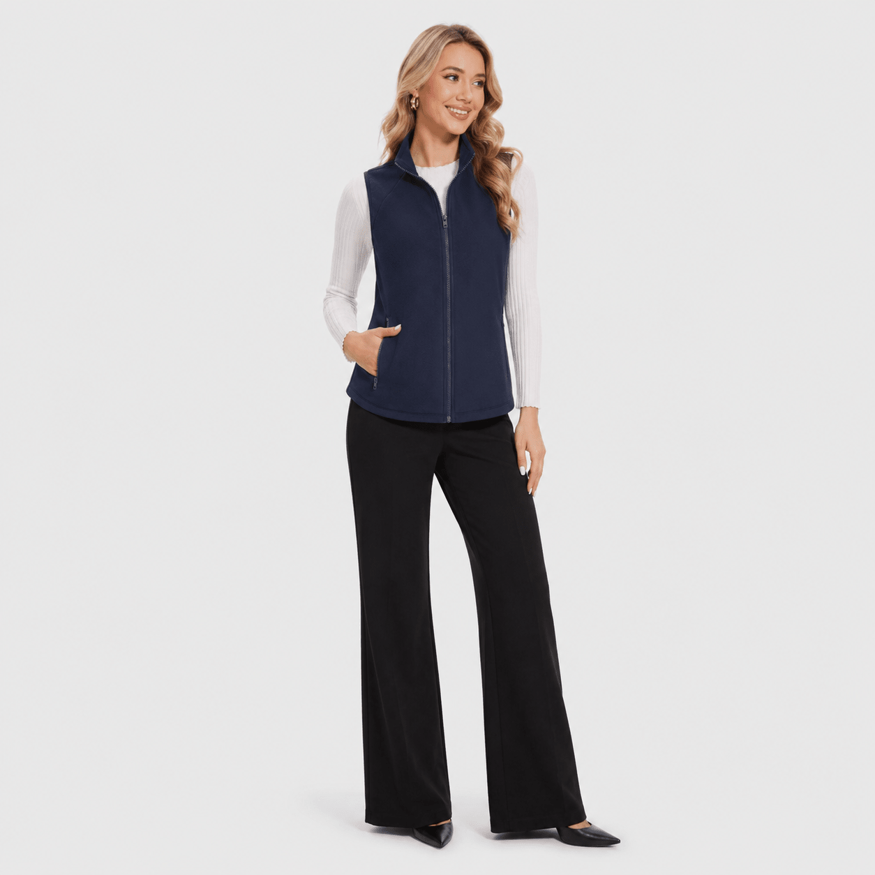 Black MAGCOMSEN Women's Fleece Vest Sleeveless Lightweight Warmth Jackets in #Color_Black