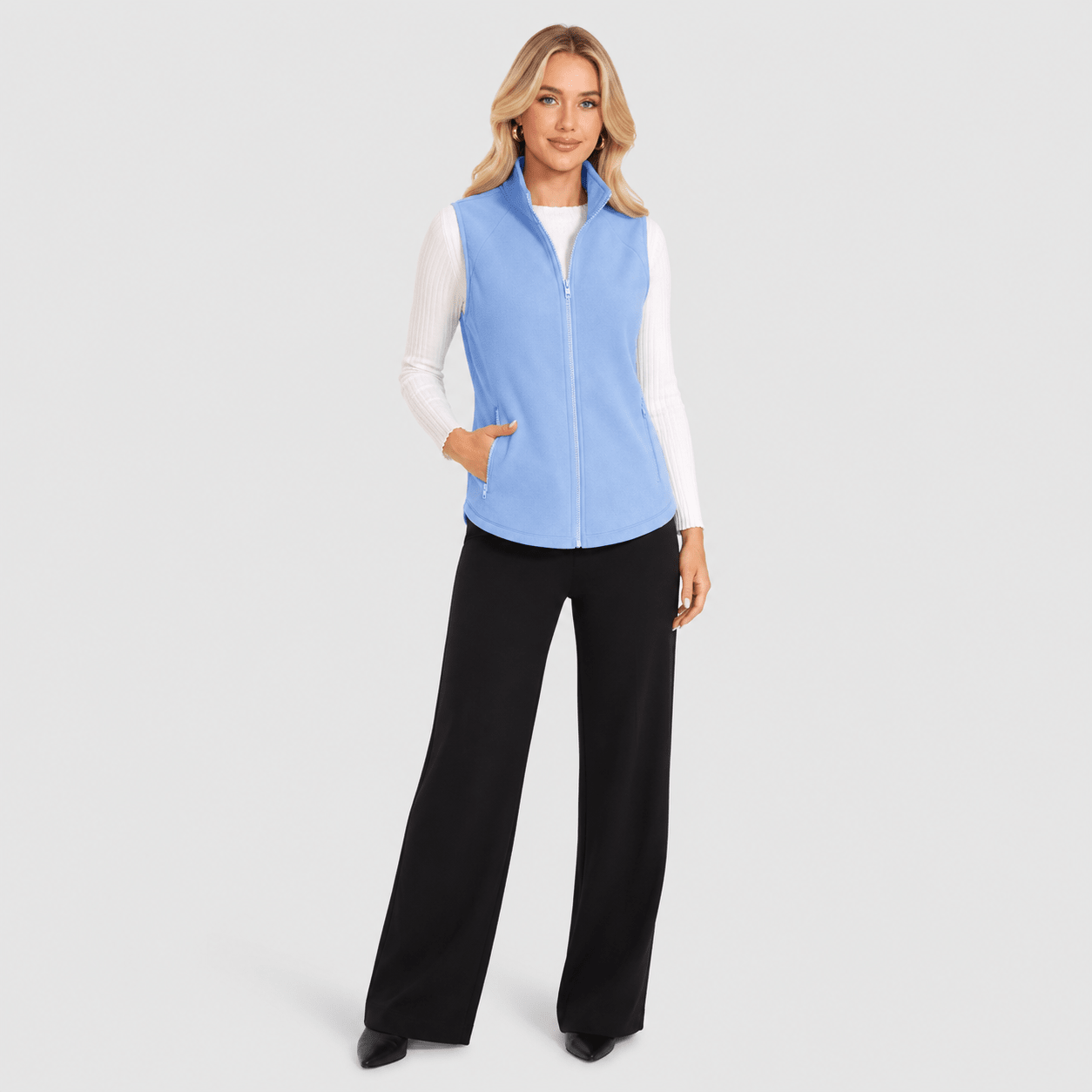 Light Blue MAGCOMSEN Women's Fleece Vest Sleeveless Lightweight Warmth Jackets in #Color_Light Blue