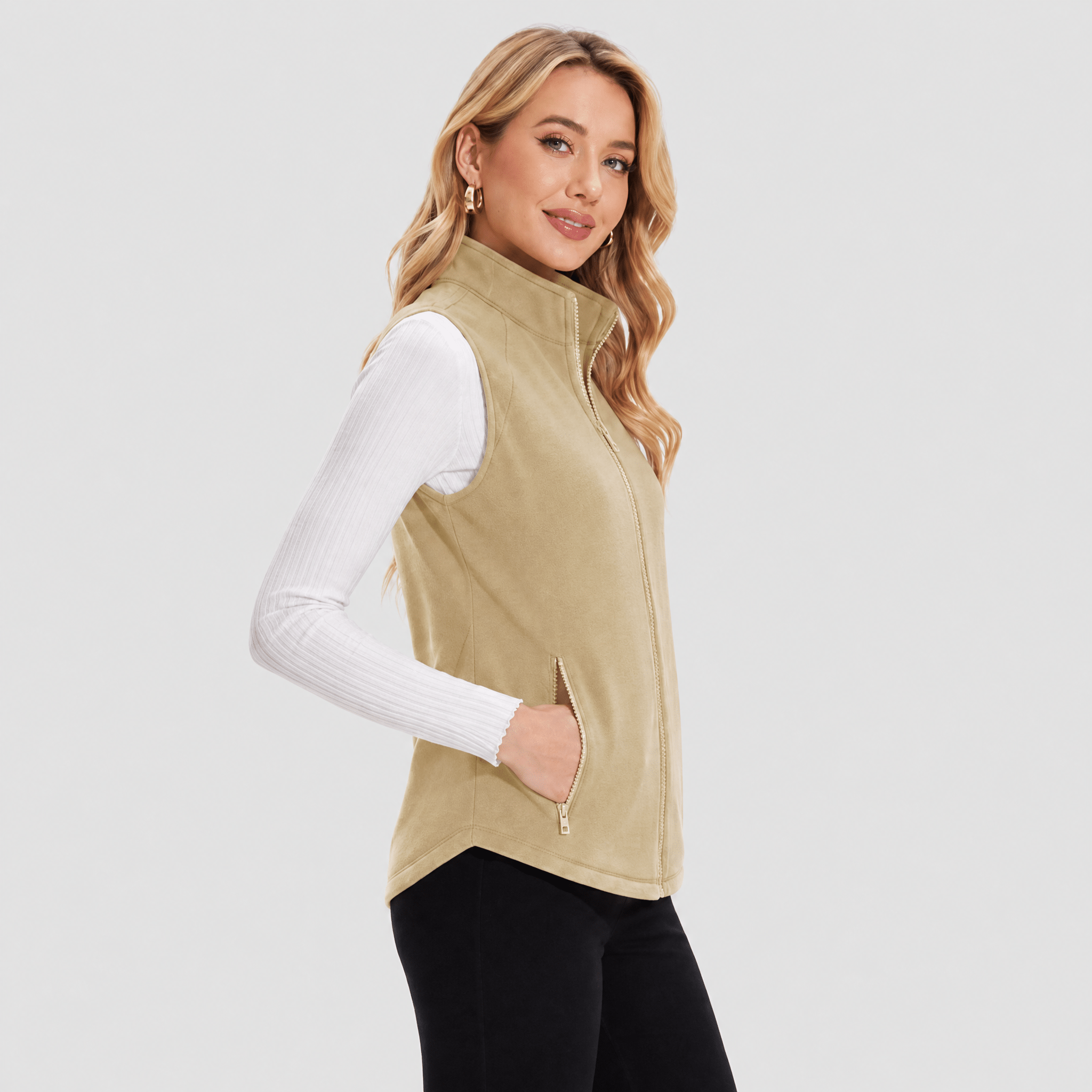 Dark Gray MAGCOMSEN Women's Fleece Vest Sleeveless Lightweight Warmth Jackets in #Color_Dark Gray