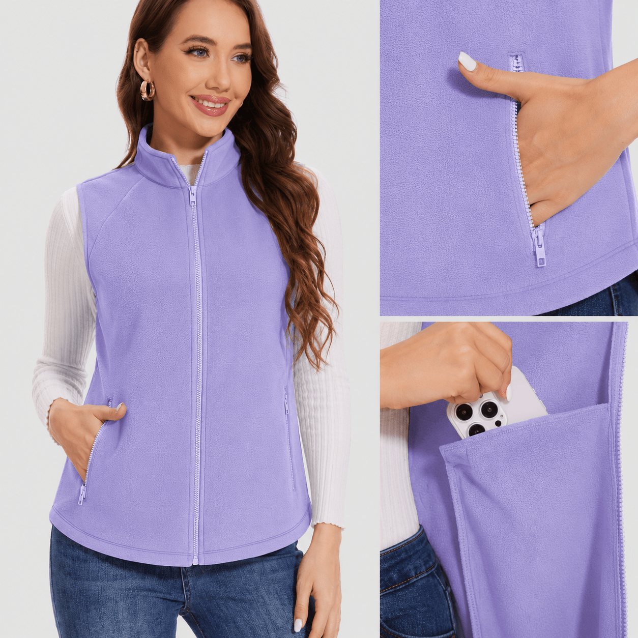 Dark Gray MAGCOMSEN Women's Fleece Vest Sleeveless Lightweight Warmth Jackets in #Color_Dark Gray