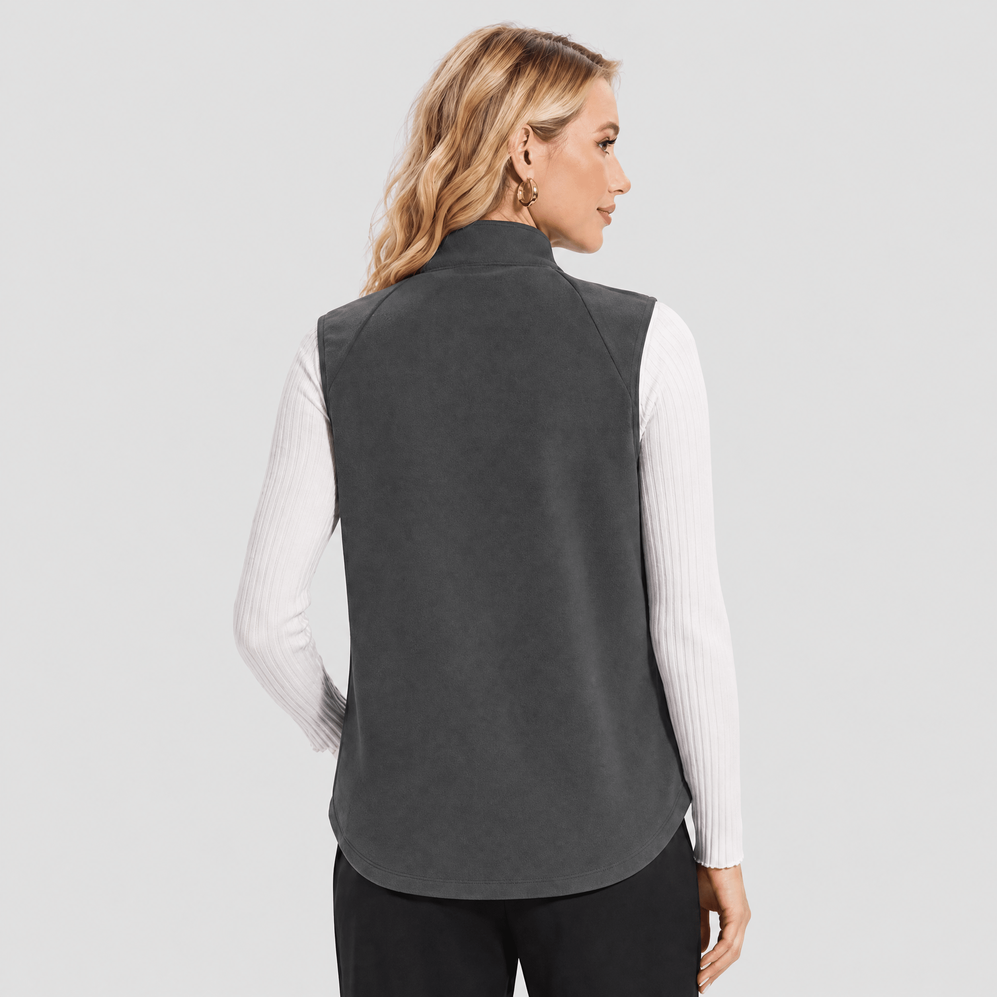 Dark Gray MAGCOMSEN Women's Fleece Vest Sleeveless Lightweight Warmth Jackets in #Color_Dark Gray