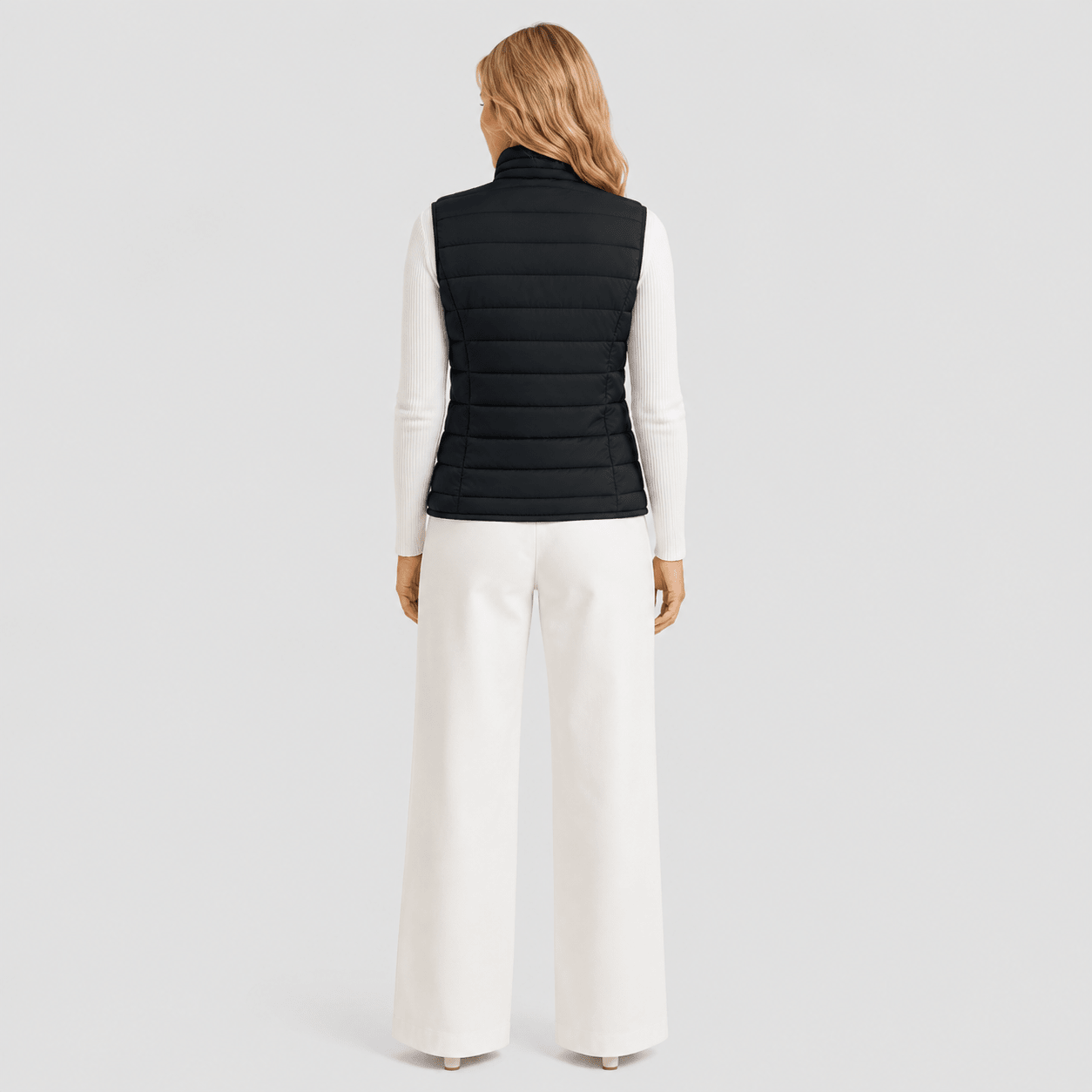 Black MAGCOMSEN Women's Lightweight Puffer Vest with 4 Pockets & Stand Collar in #Color_Black