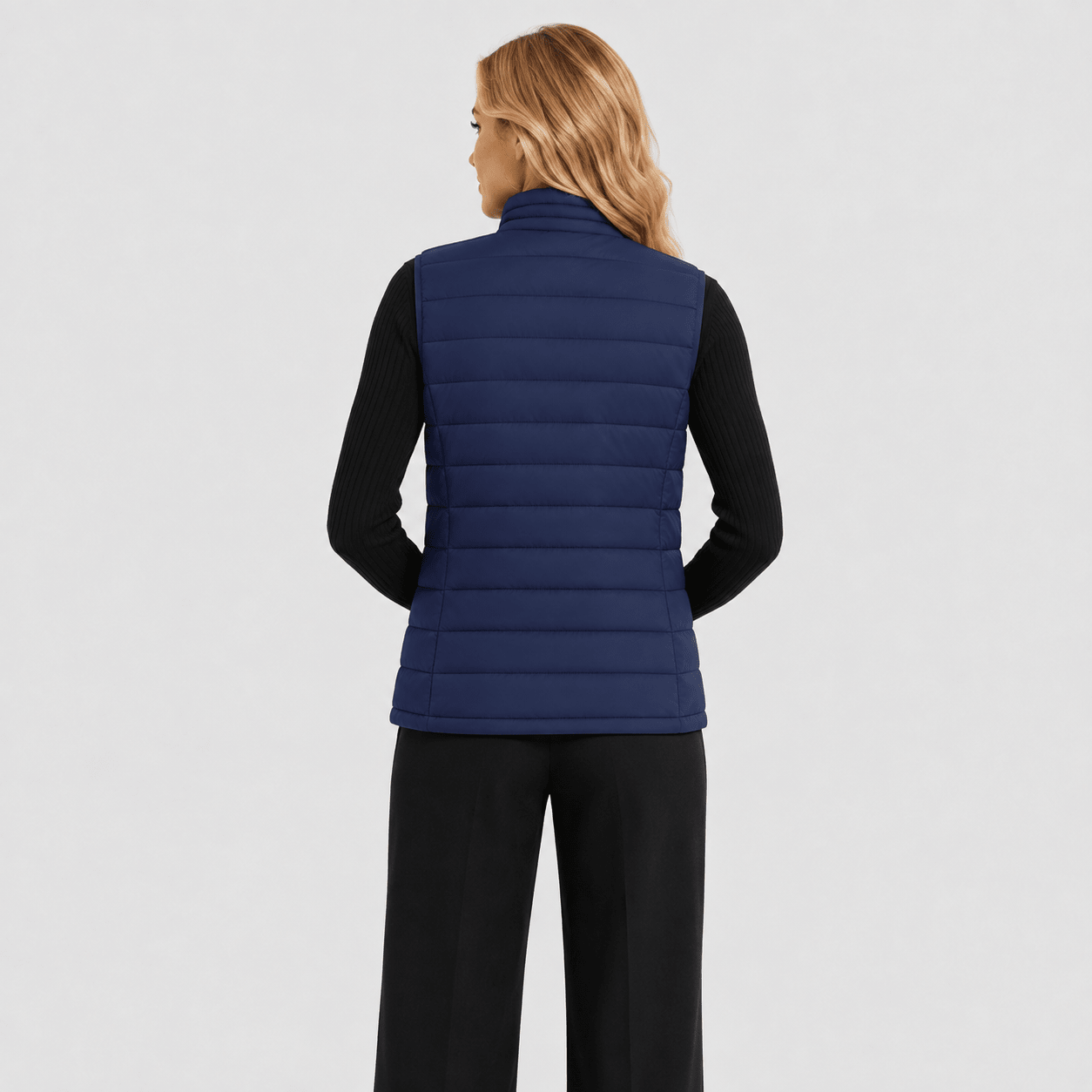 Navy MAGCOMSEN Women's Lightweight Puffer Vest with 4 Pockets & Stand Collar in #Color_Navy