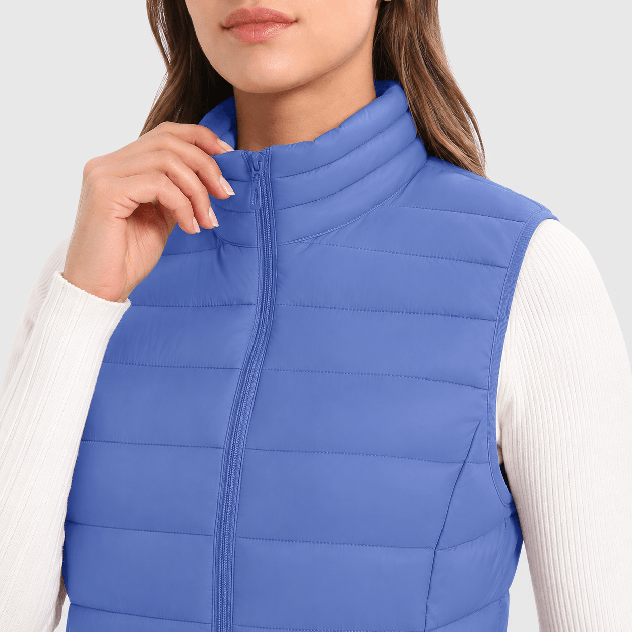 Light Blue MAGCOMSEN Women's Lightweight Puffer Vest with 4 Pockets & Stand Collar in #Color_Light Blue