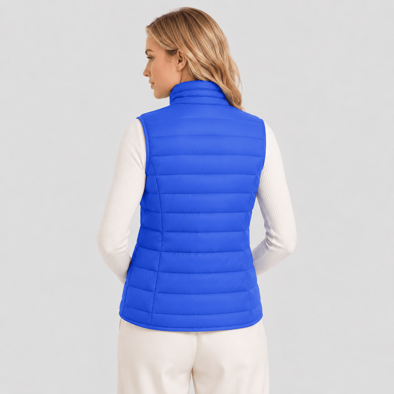 Color Blue MAGCOMSEN Women's Lightweight Puffer Vest with 4 Pockets & Stand Collar in #Color_Color Blue