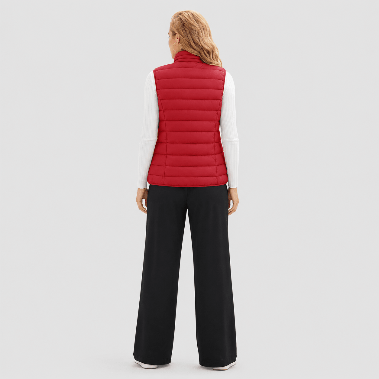 Red MAGCOMSEN Women's Lightweight Puffer Vest with 4 Pockets & Stand Collar in #Color_Red