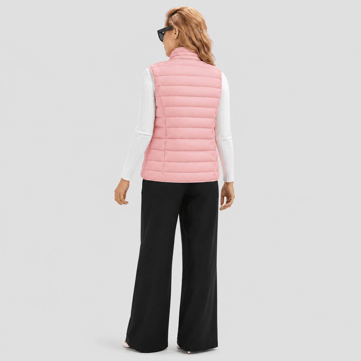 Pink MAGCOMSEN Women's Lightweight Puffer Vest with 4 Pockets & Stand Collar in #Color_Pink