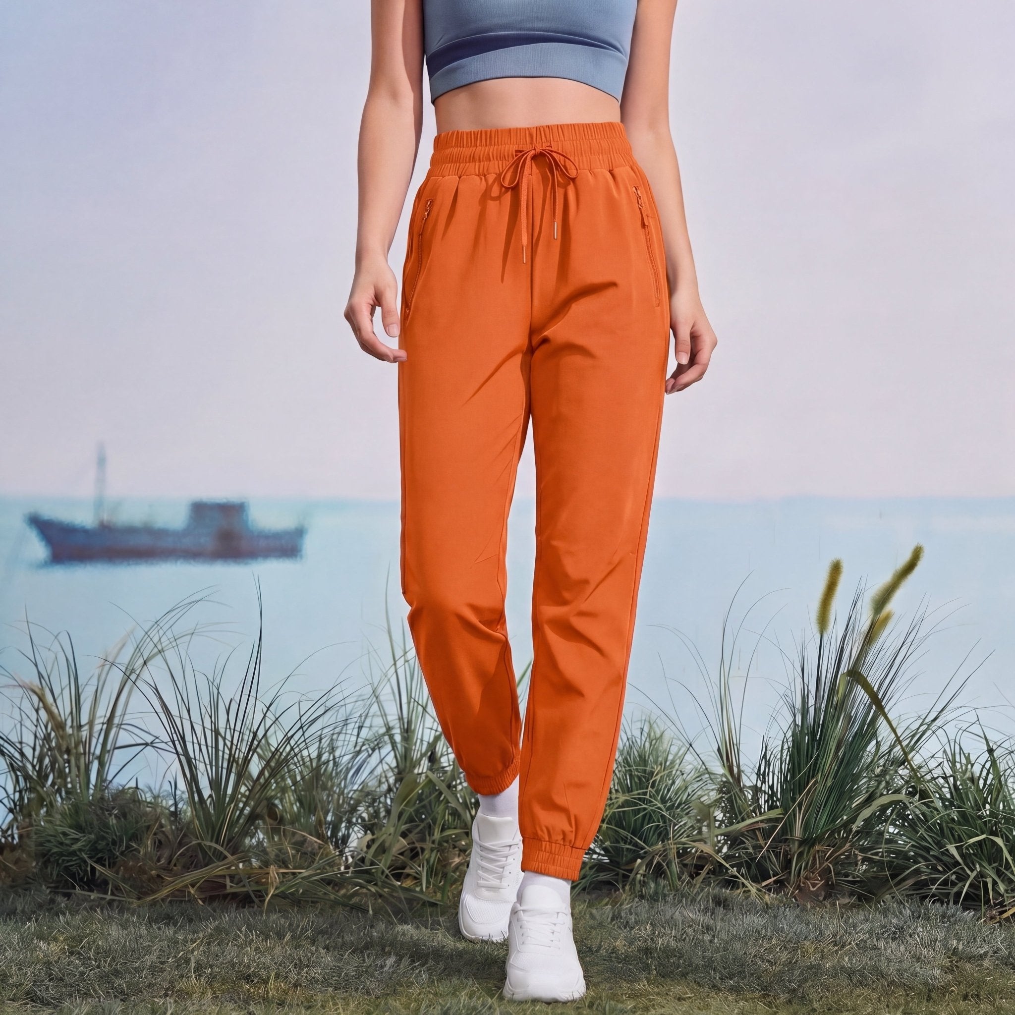 Women's Lightweight Water - Resistant Hiking Joggers with Pockets orange by MAGCOMSEN