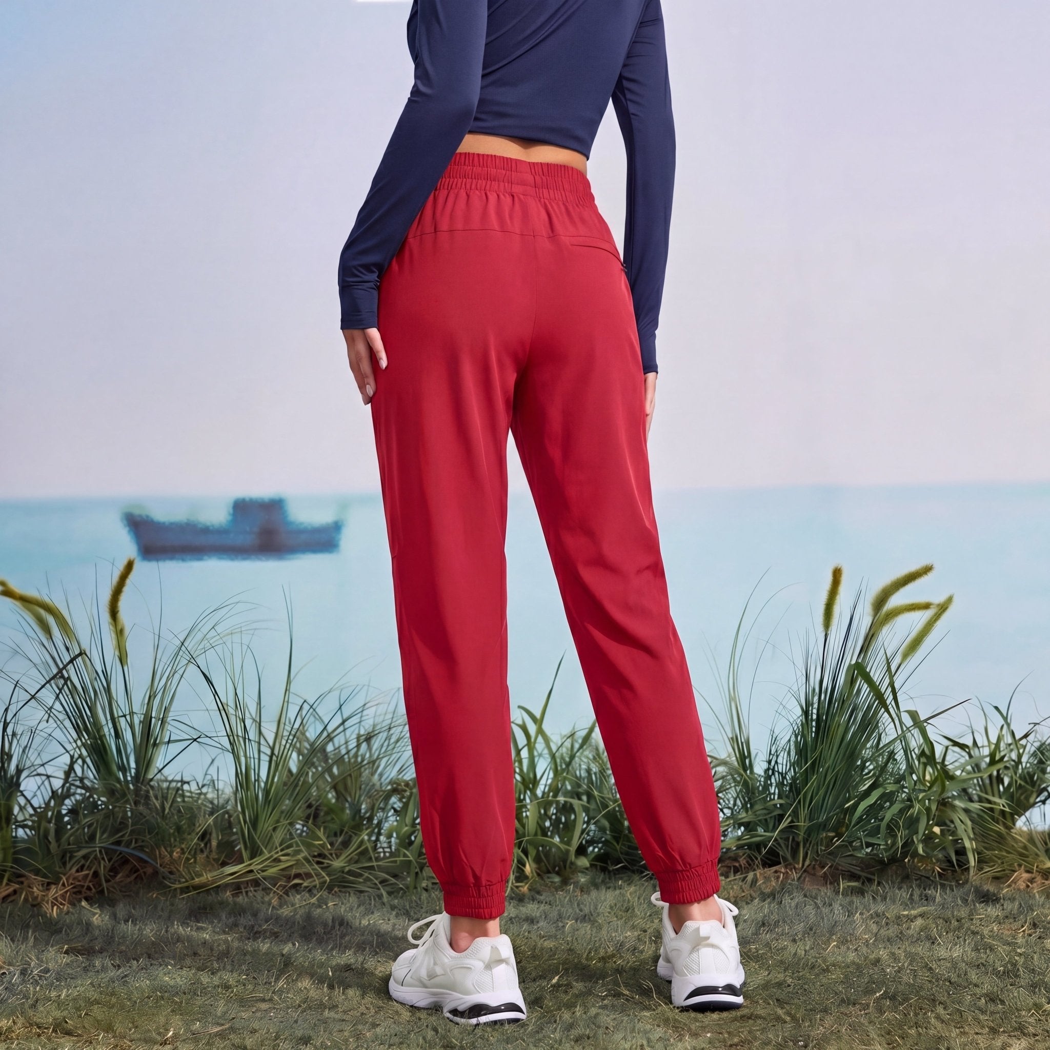 Women's Lightweight Water - Resistant Hiking Joggers with Pockets red by MAGCOMSEN