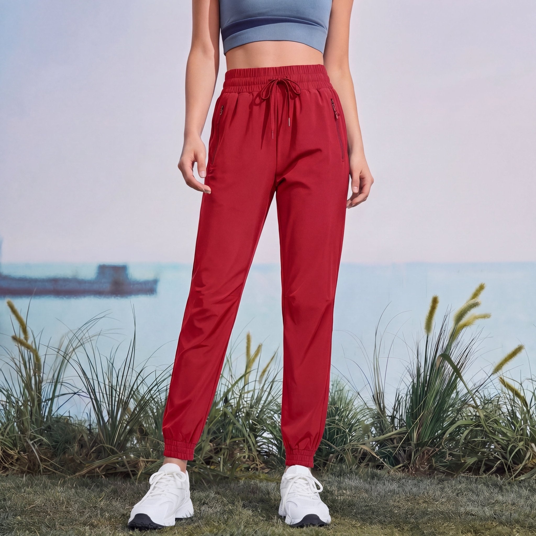 Women's Lightweight Water - Resistant Hiking Joggers with Pockets red by MAGCOMSEN