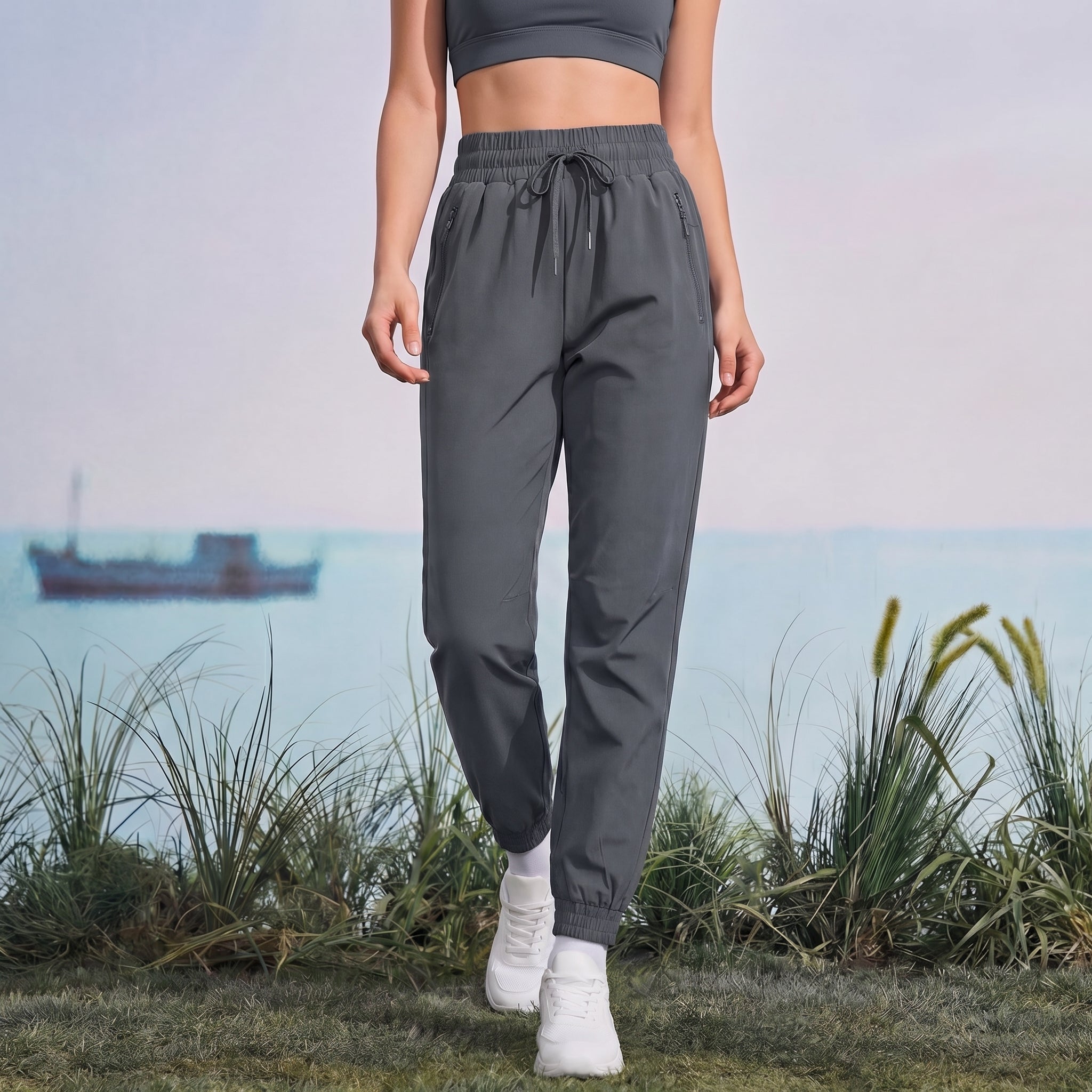 Women's Lightweight Water - Resistant Hiking Joggers with Pockets dark - grey by MAGCOMSEN