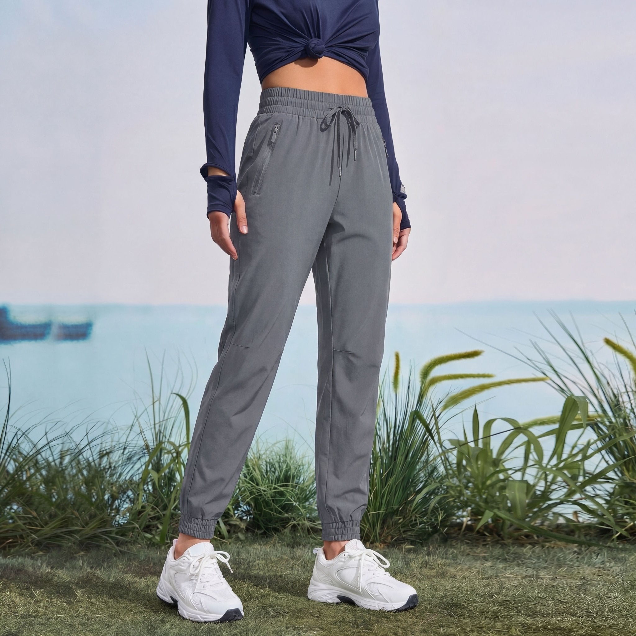 Women's Lightweight Water - Resistant Hiking Joggers with Pockets light - grey by MAGCOMSEN