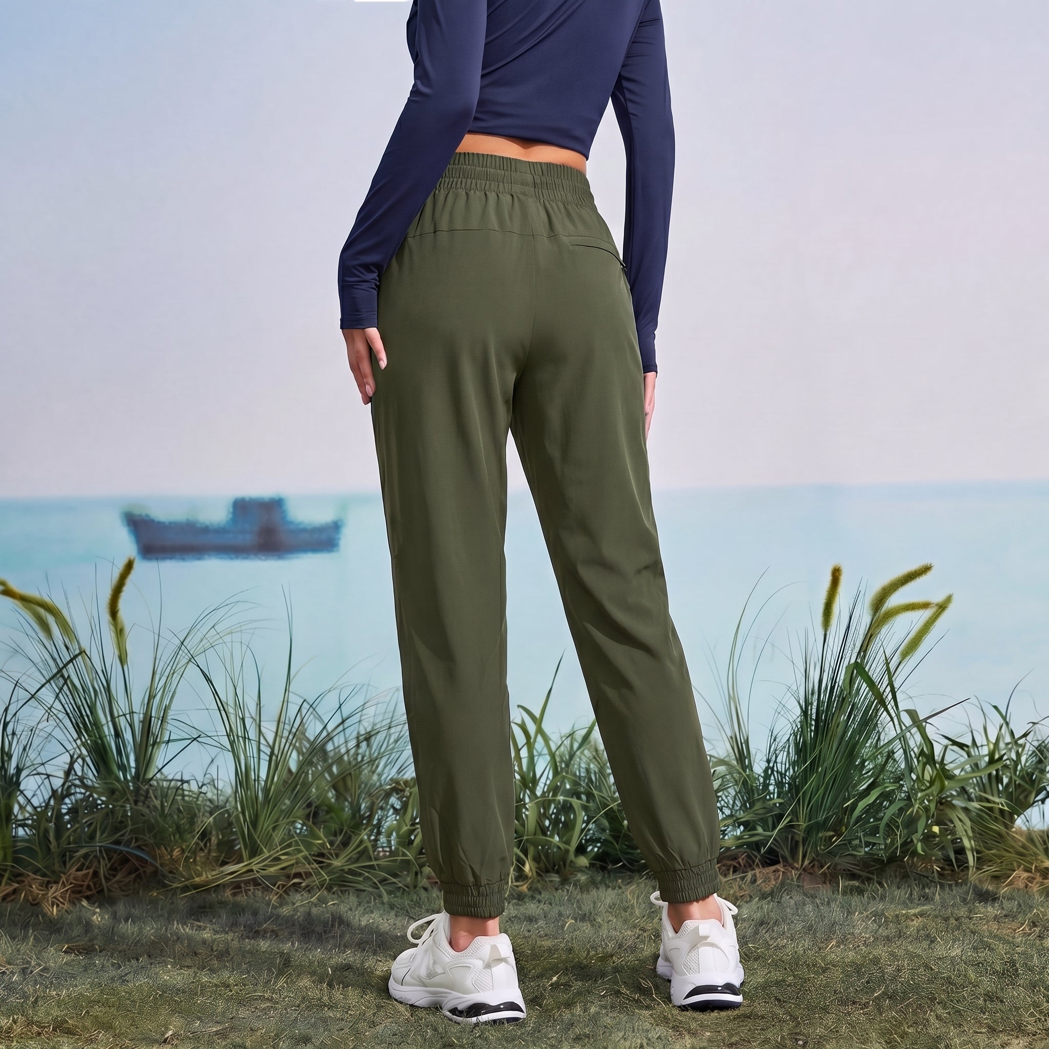 Women's Lightweight Water - Resistant Hiking Joggers with Pockets army Green by MAGCOMSEN