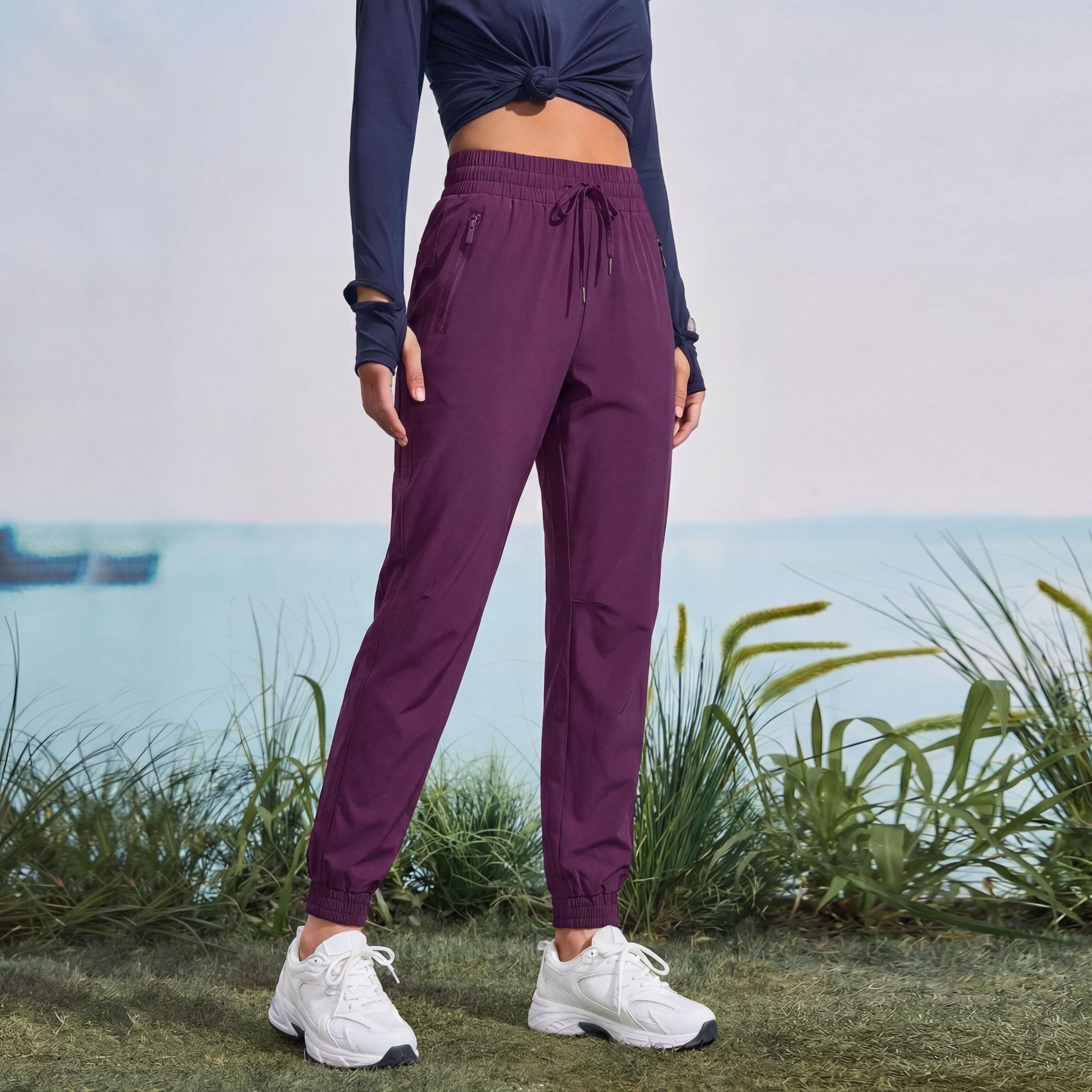 Women's Lightweight Water - Resistant Hiking Joggers with Pockets purple by MAGCOMSEN
