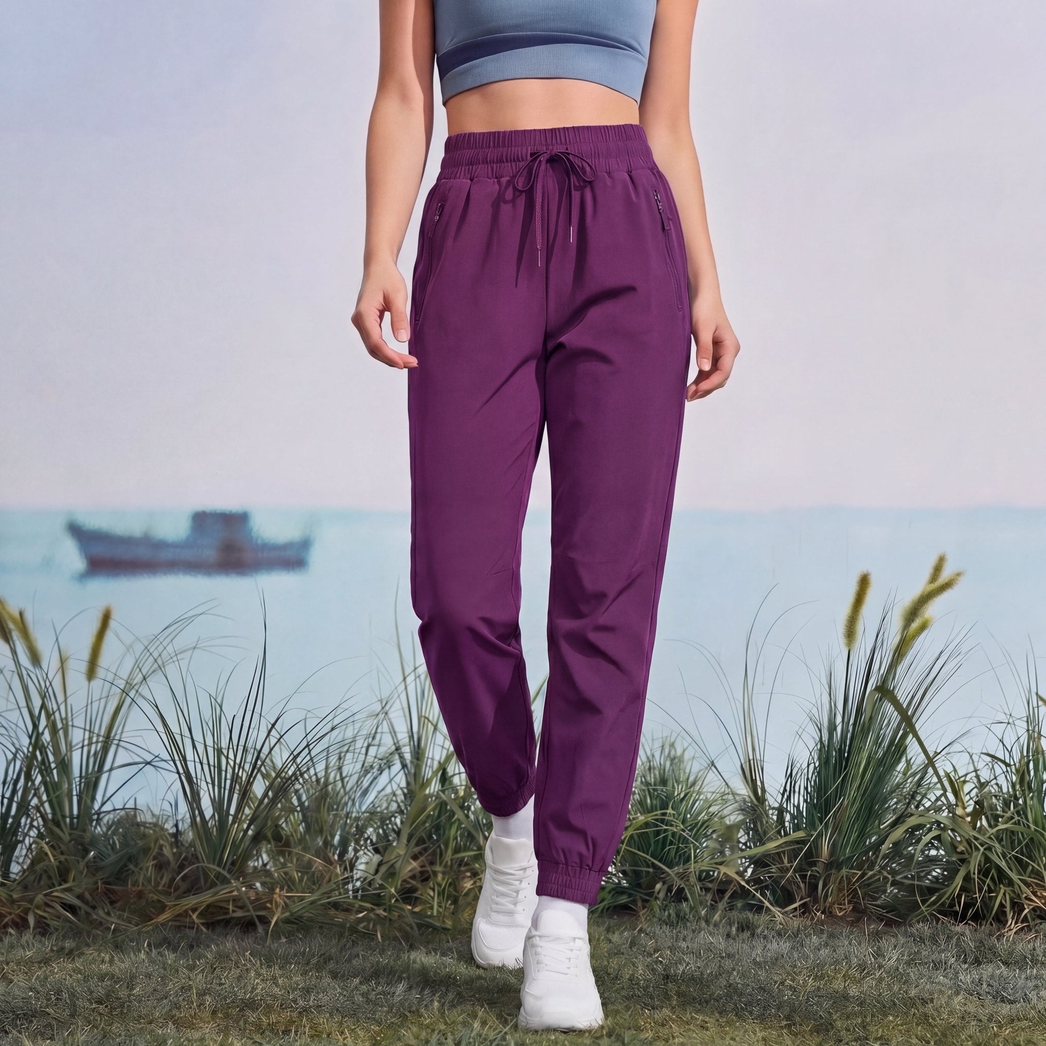 Women's Lightweight Water - Resistant Hiking Joggers with Pockets purple by MAGCOMSEN