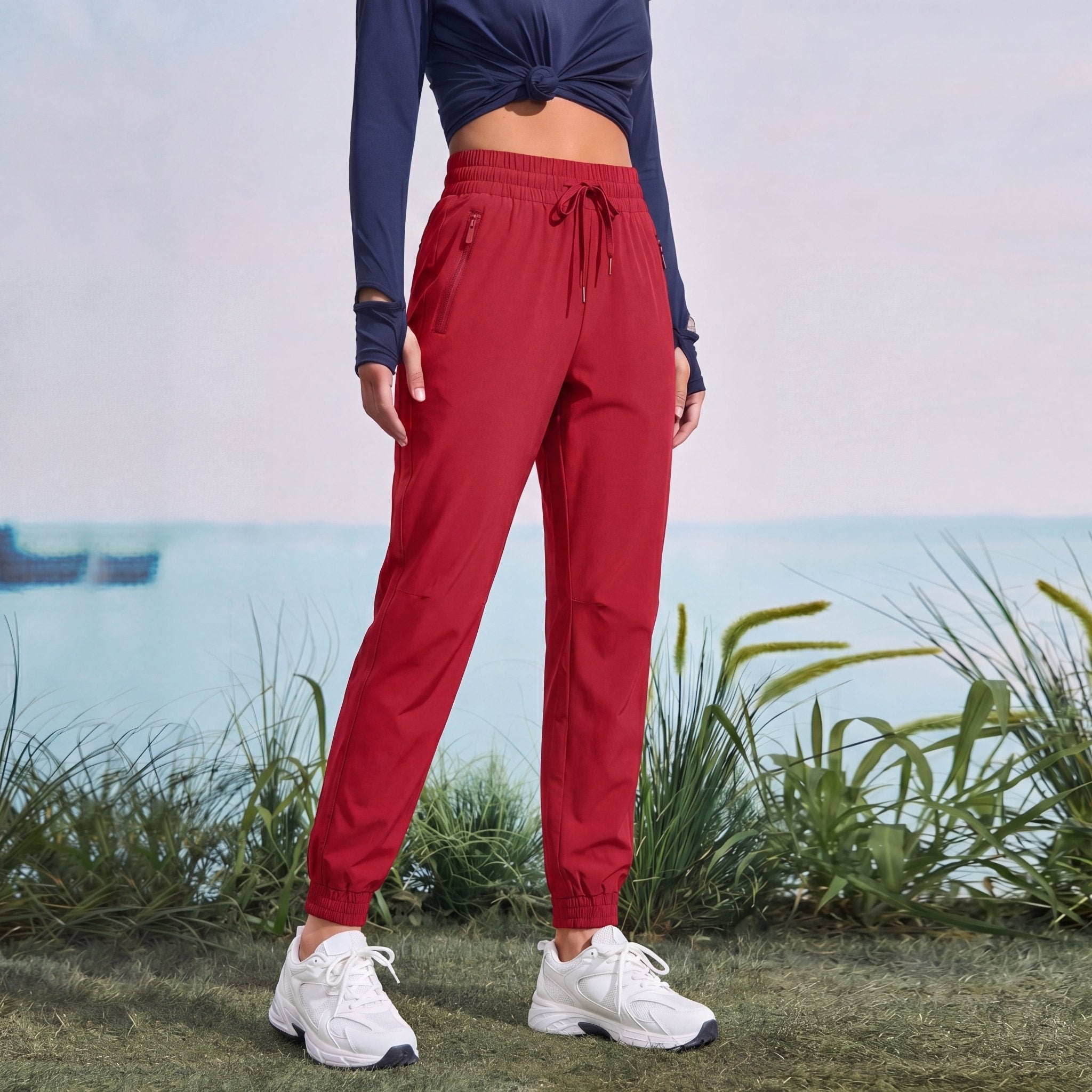 Women's Lightweight Water - Resistant Hiking Joggers with Pockets red by MAGCOMSEN