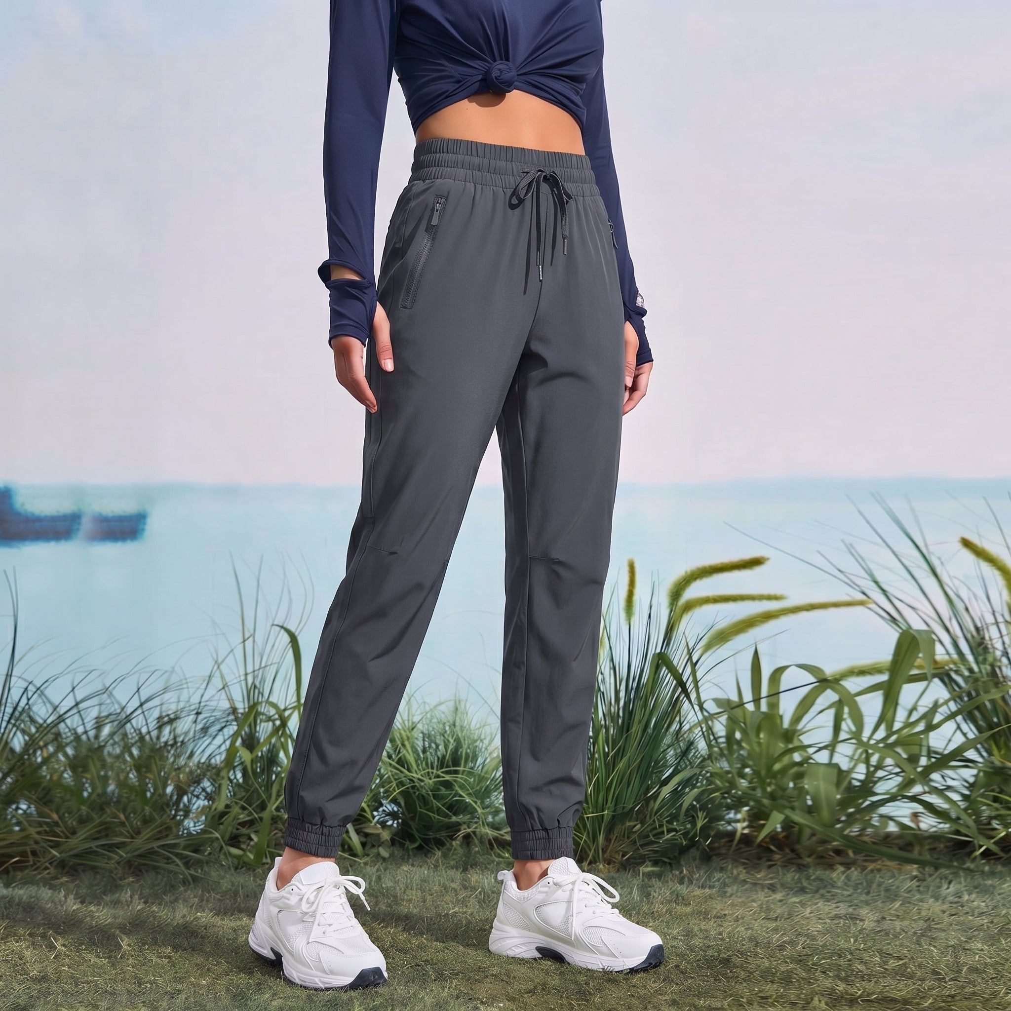 Women's Lightweight Water - Resistant Hiking Joggers with Pockets dark - grey by MAGCOMSEN