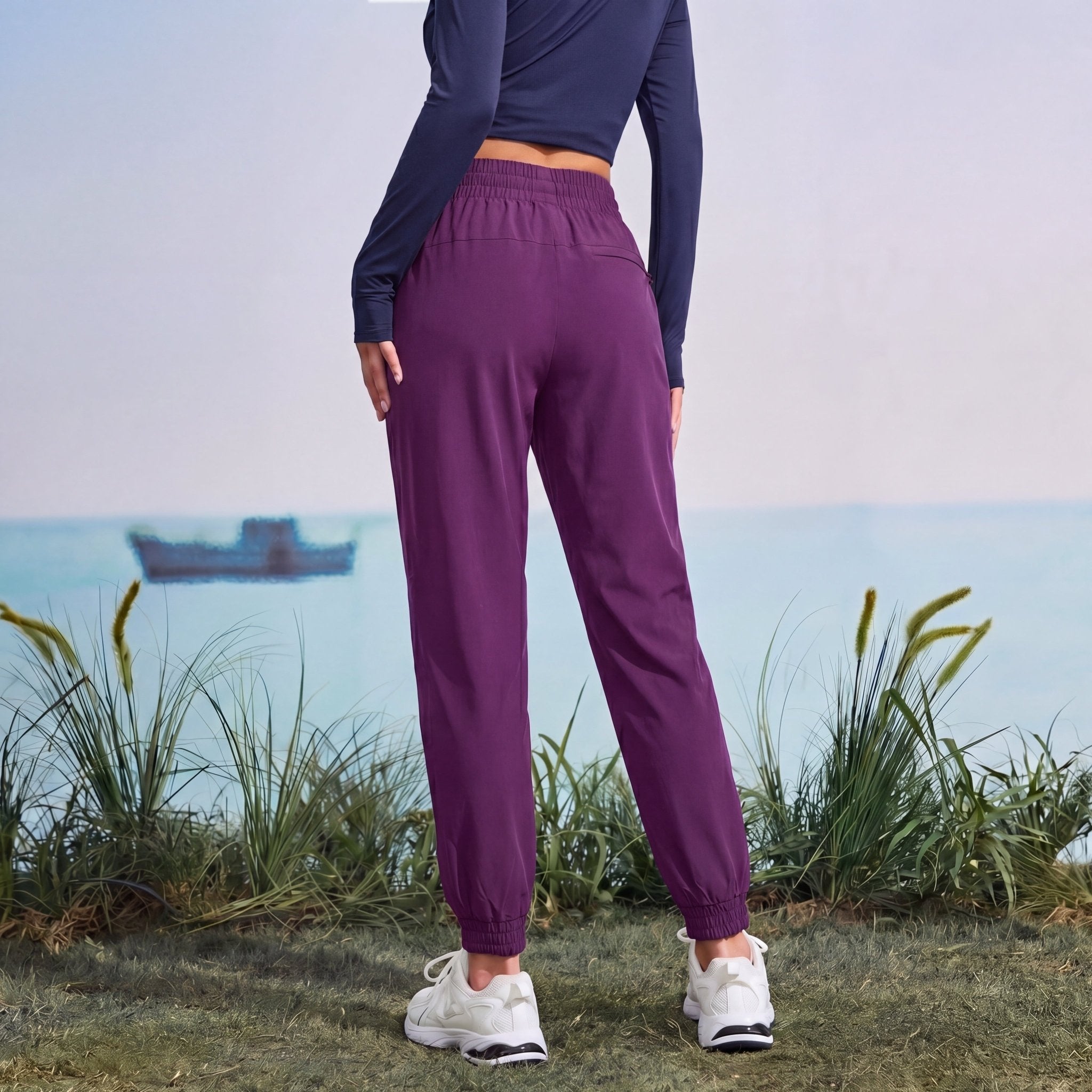 Women's Lightweight Water - Resistant Hiking Joggers with Pockets purple by MAGCOMSEN