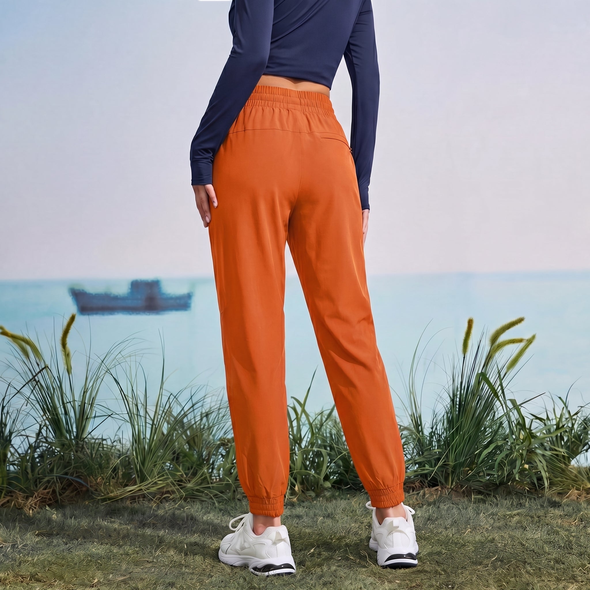 Women's Lightweight Water - Resistant Hiking Joggers with Pockets orange by MAGCOMSEN