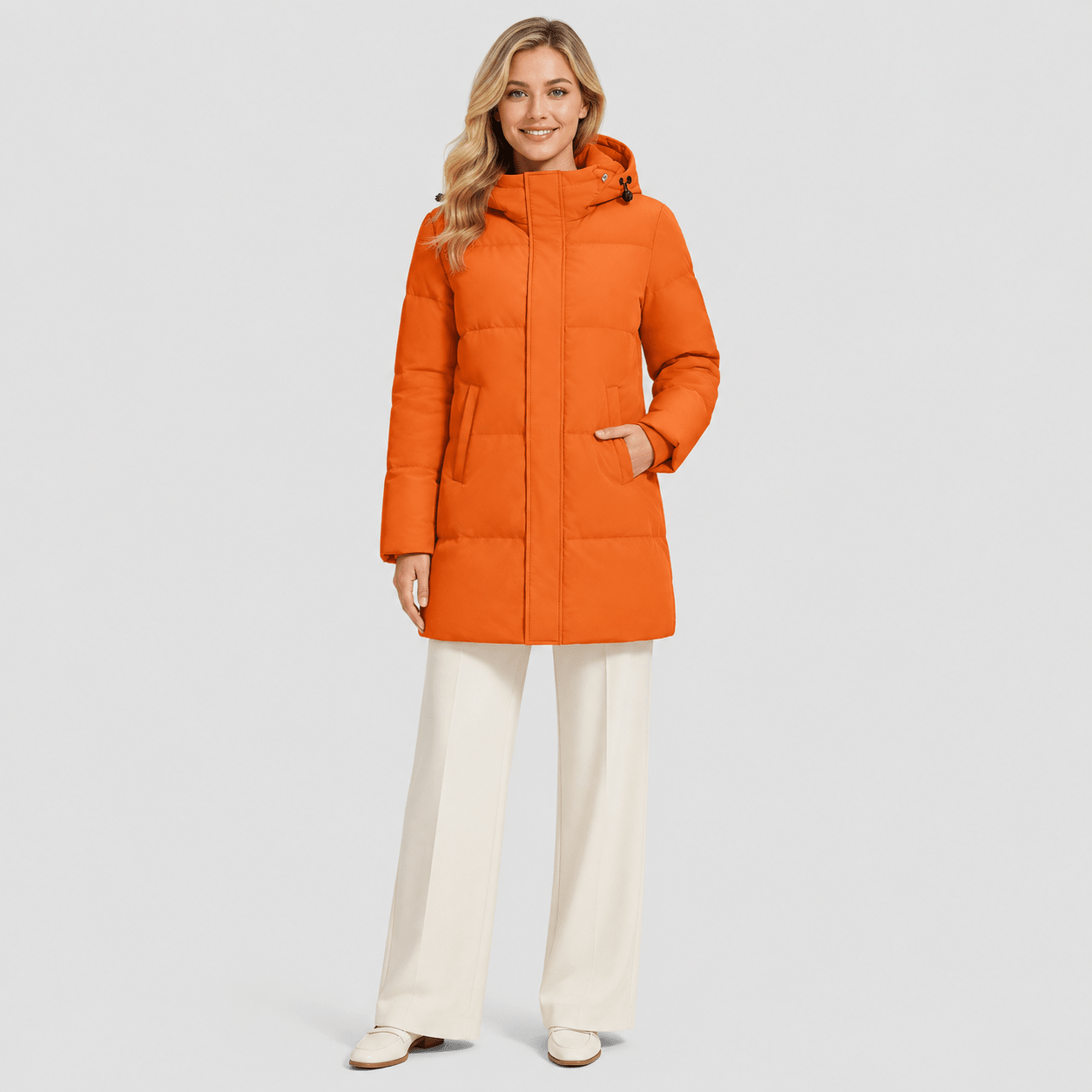 Orange MAGCOMSEN Women's Long Down Parka Waterproof Hooded Winter Puffer Coat in #Color_Orange