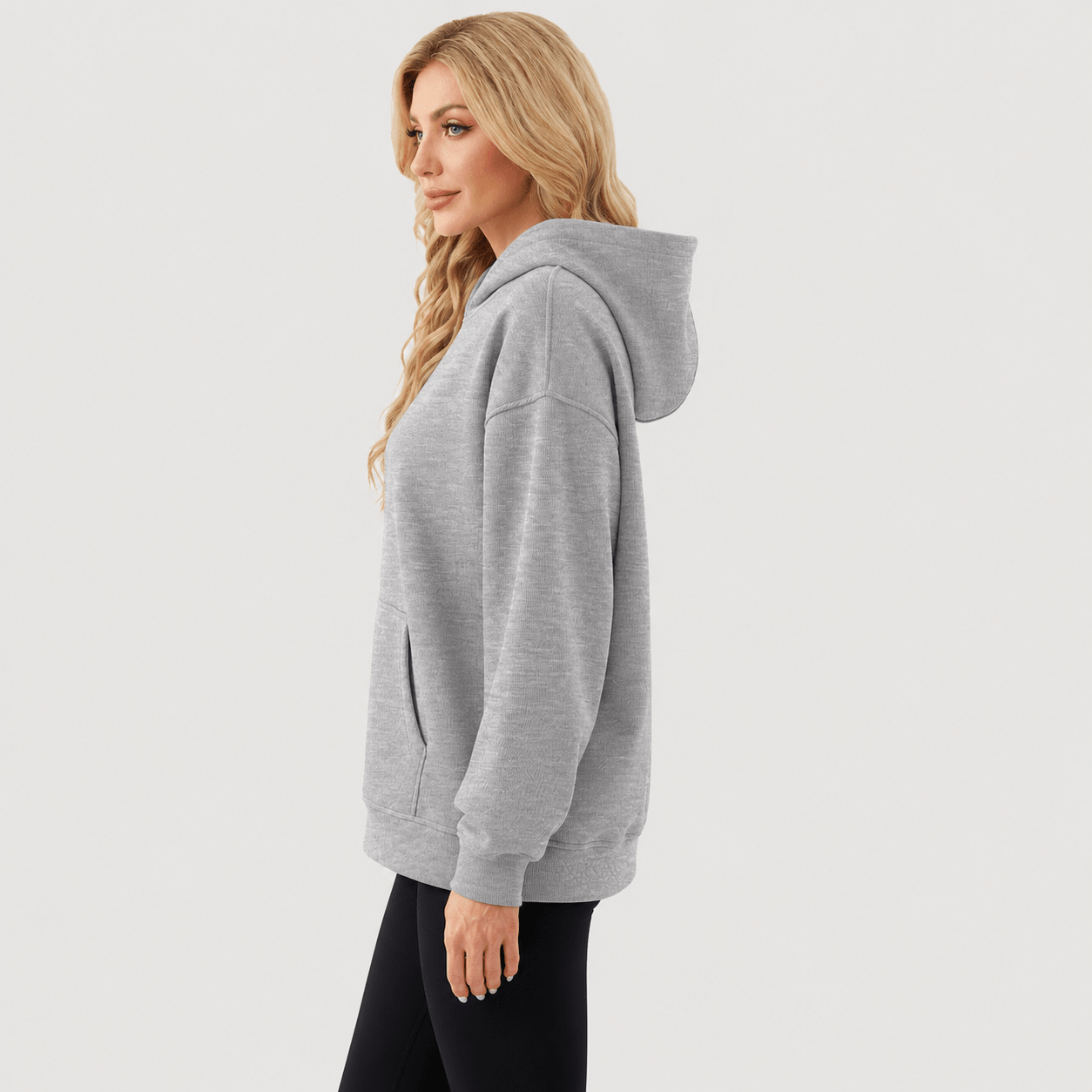 Women's Oversized Fleece Hoodie - Soft Pullover Sweatshirt with Kangaroo Pocket Blue Grey by MAGCOMSEN
