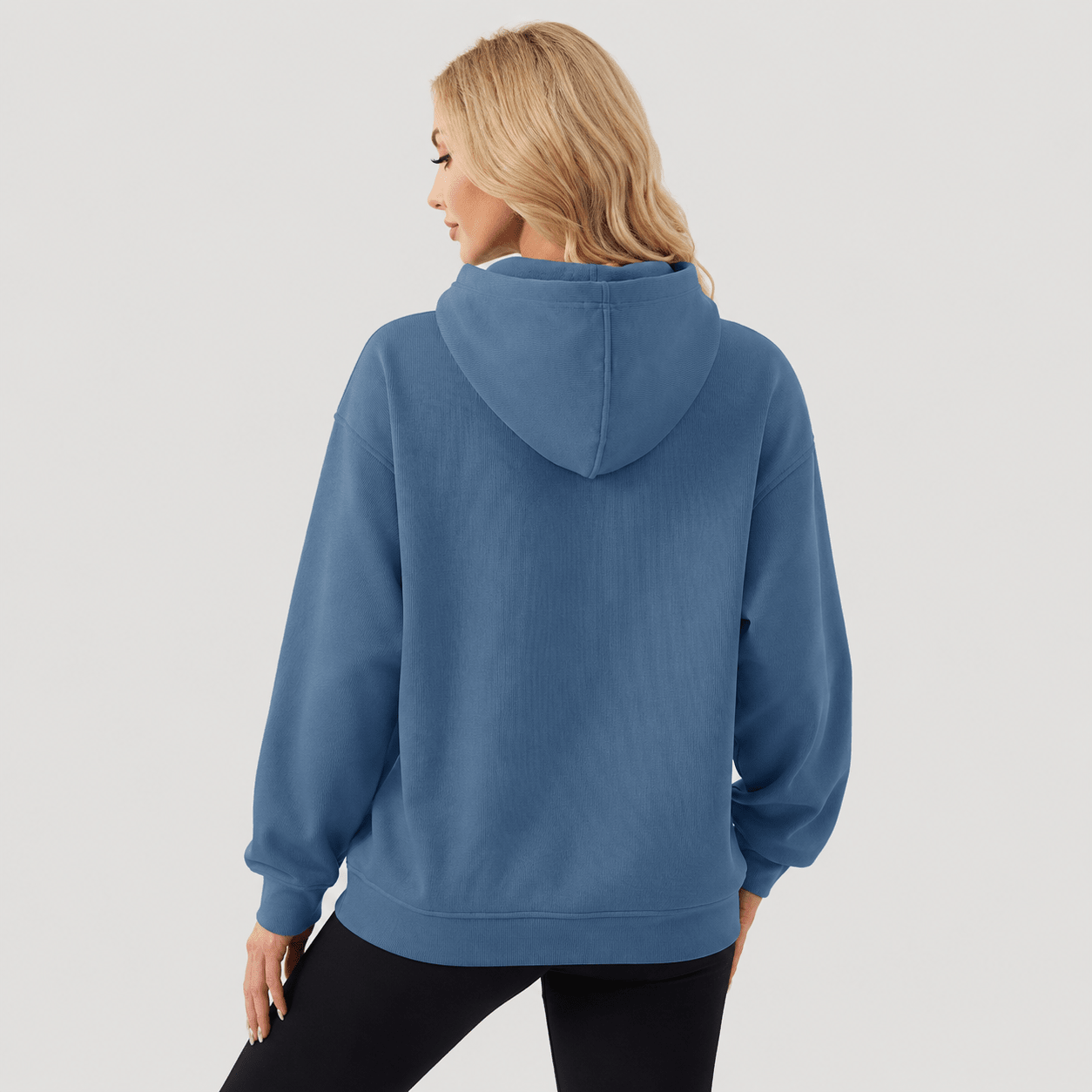 Women's Oversized Fleece Hoodie - Soft Pullover Sweatshirt with Kangaroo Pocket Blue Grey by MAGCOMSEN