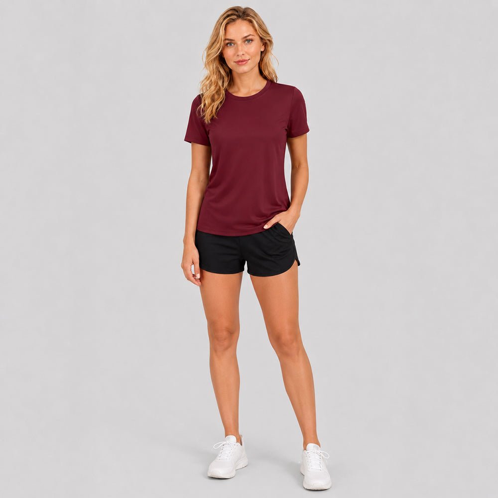 Women's Quick Dry T-Shirt Wine by MAGCOMSEN