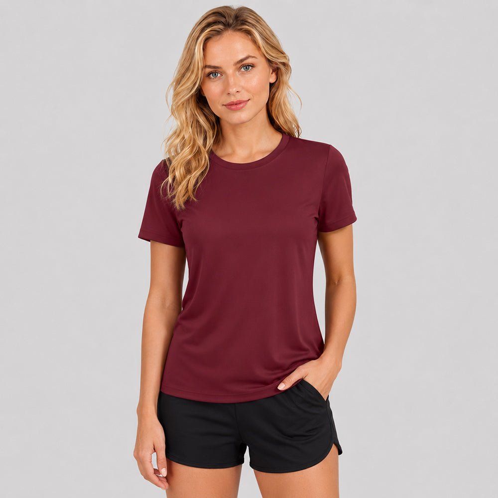 Women's Quick Dry T-Shirt Wine by MAGCOMSEN