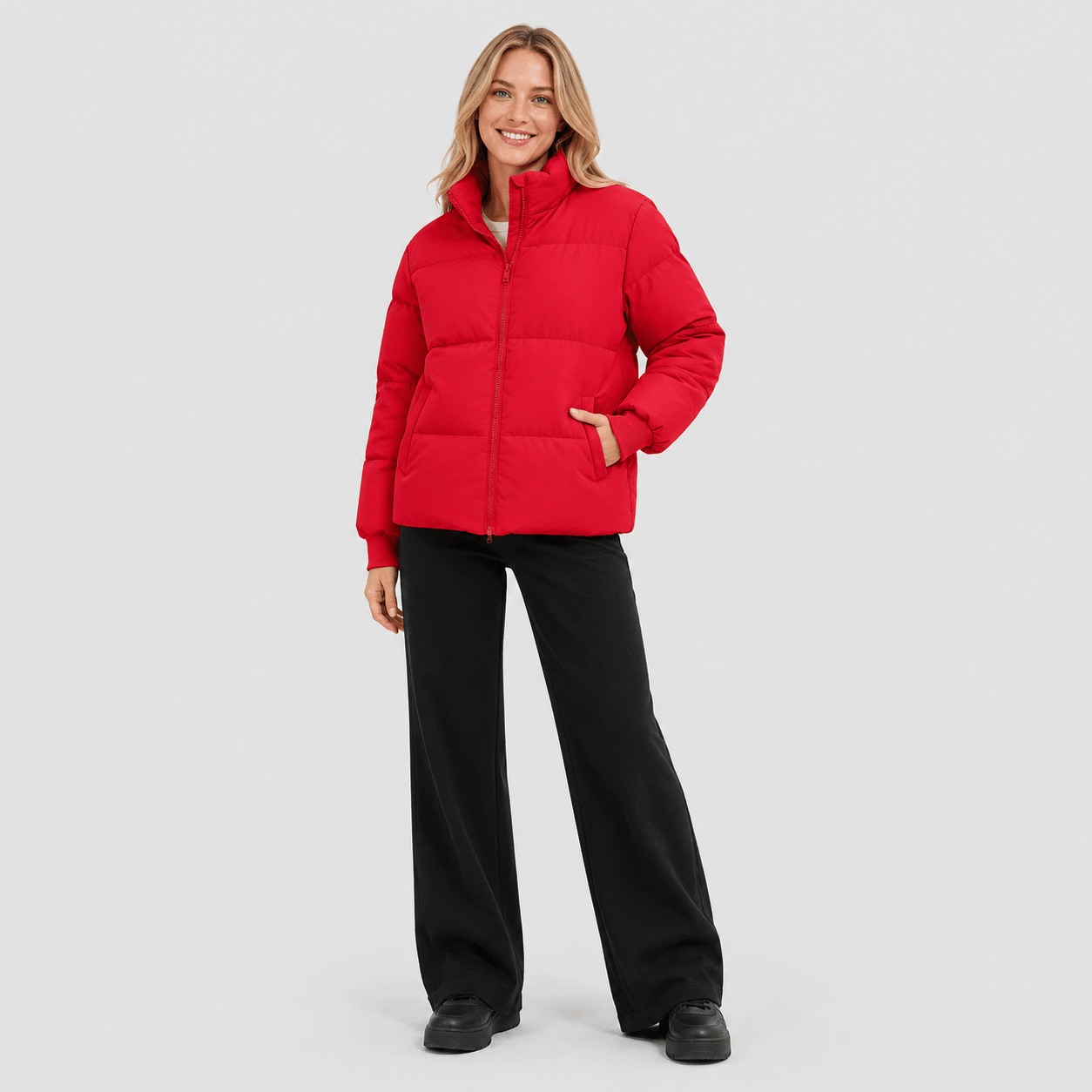 Red MAGCOMSEN Women’s Quilted Down Jacket Warm Water Resistant Puffer Winter Coat in #Color_Red